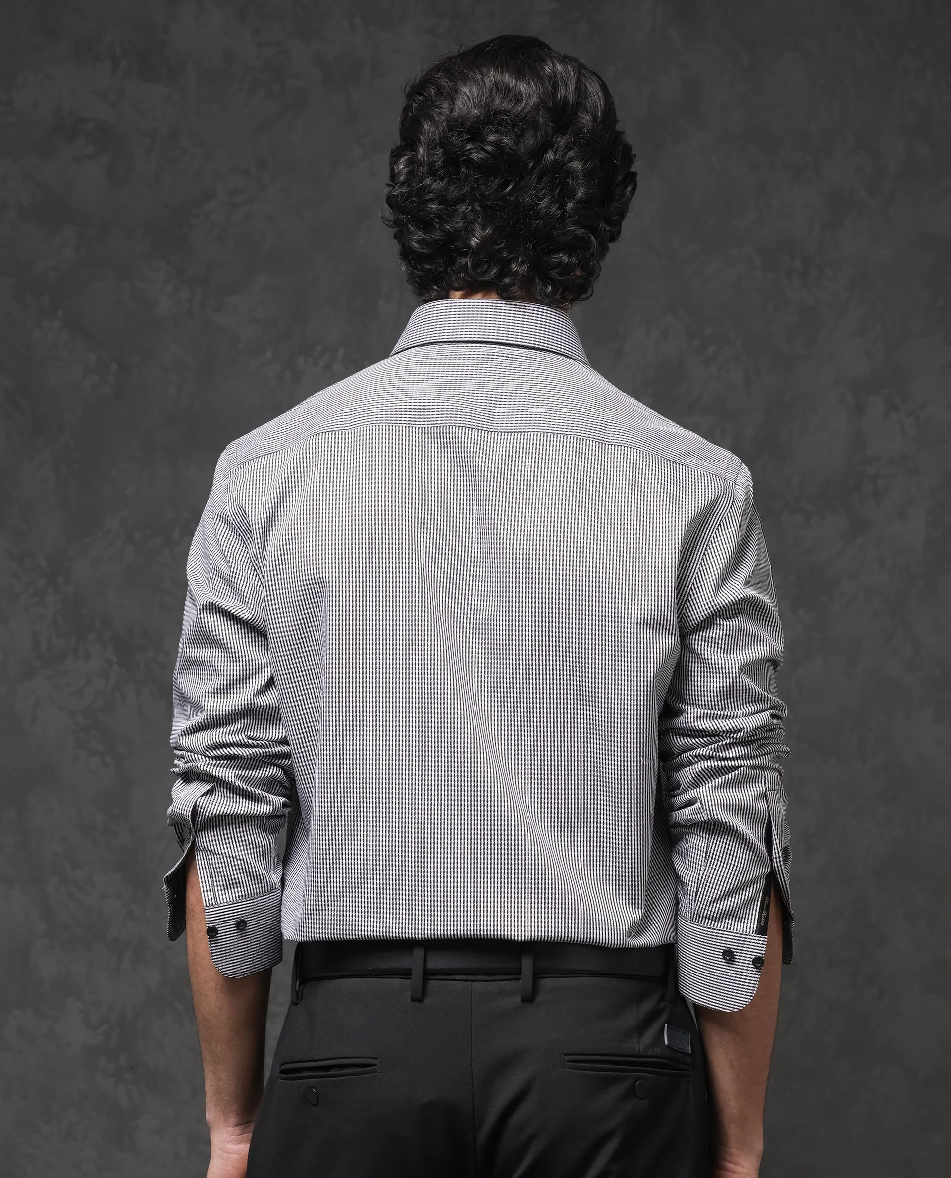 Rare Rabbit Men's Calamy Black Cotton Textured Regular Fit Full Sleeve Collared Shirt - Image 9