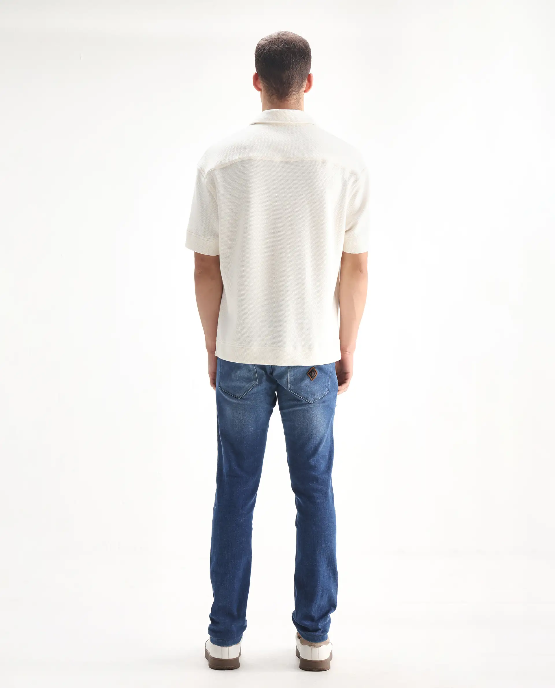 Rare Rabbit Men's Calca Blue Cotton Plain Hawk Slim Fit Jeans - Image 10