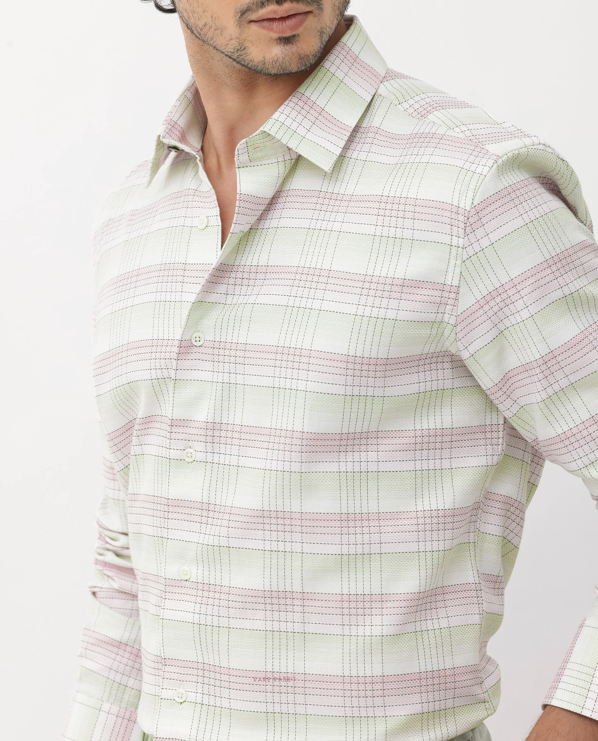 Rare Rabbit Men's Caldon Multi Cotton Checked Print Regular Fit Full Sleeve Collared Shirt - Image 4