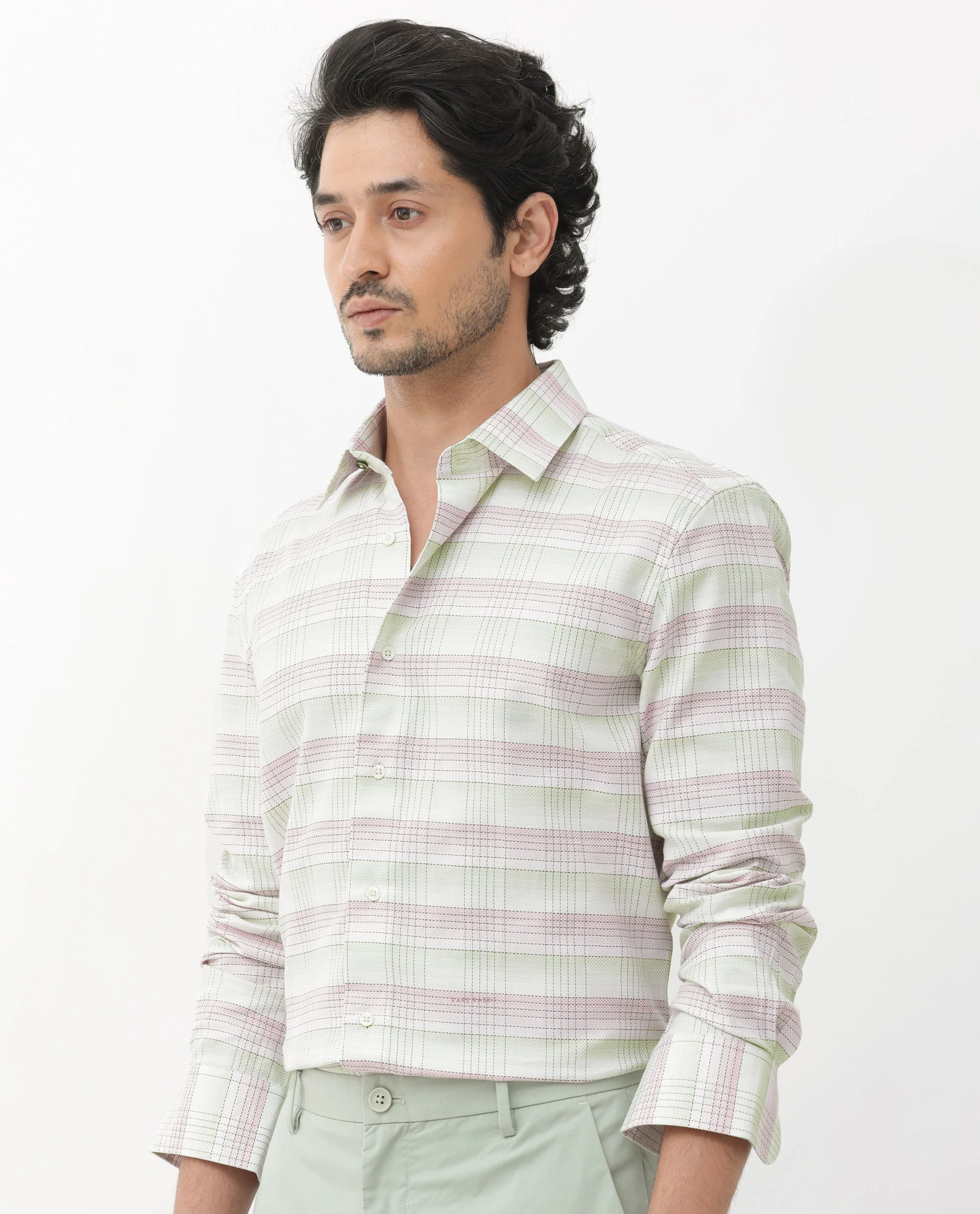 Rare Rabbit Men's Caldon Multi Cotton Checked Print Regular Fit Full Sleeve Collared Shirt - Image 7