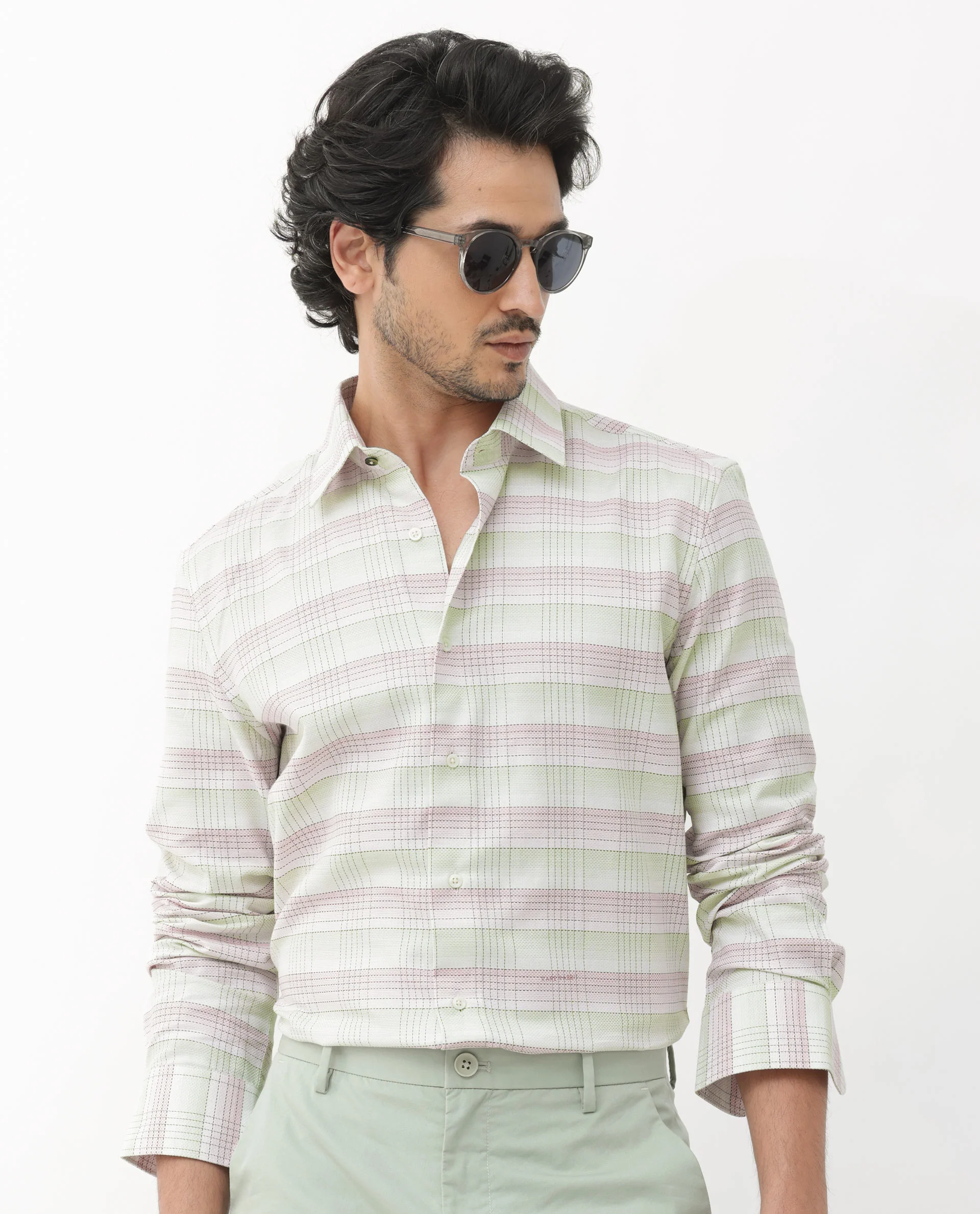Rare Rabbit Men's Caldon Multi Cotton Checked Print Regular Fit Full Sleeve Collared Shirt - Image 8