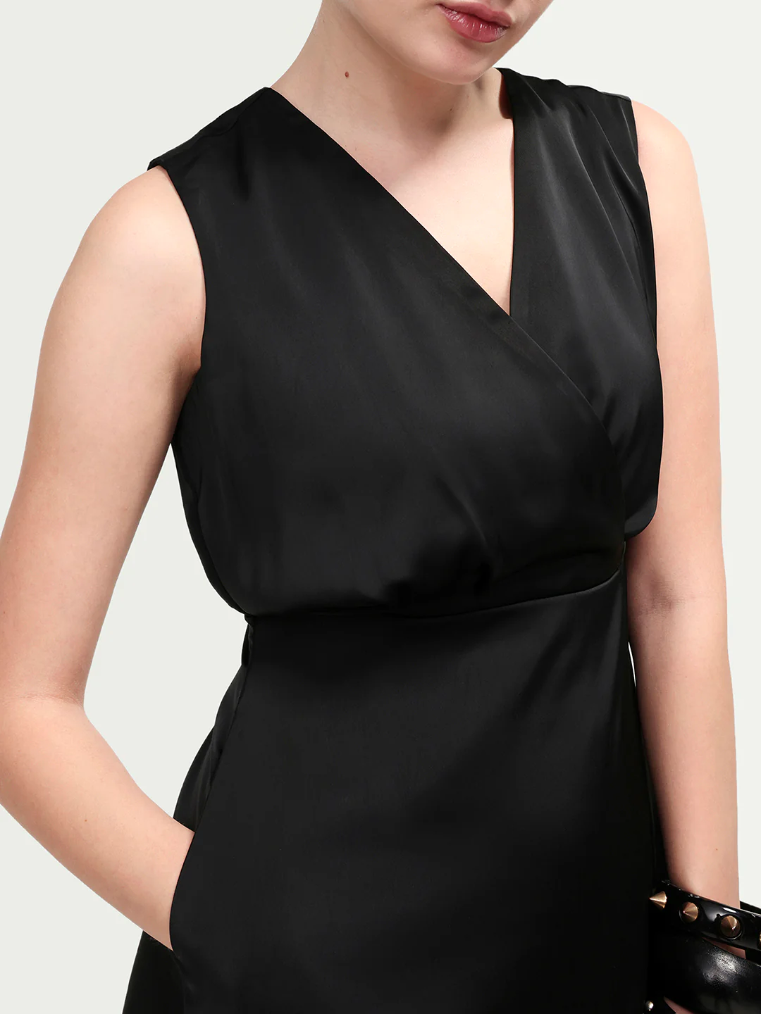 Rareism Women's Calen Black Polyester Sleeveless A-Line Plain Dress - Image 6