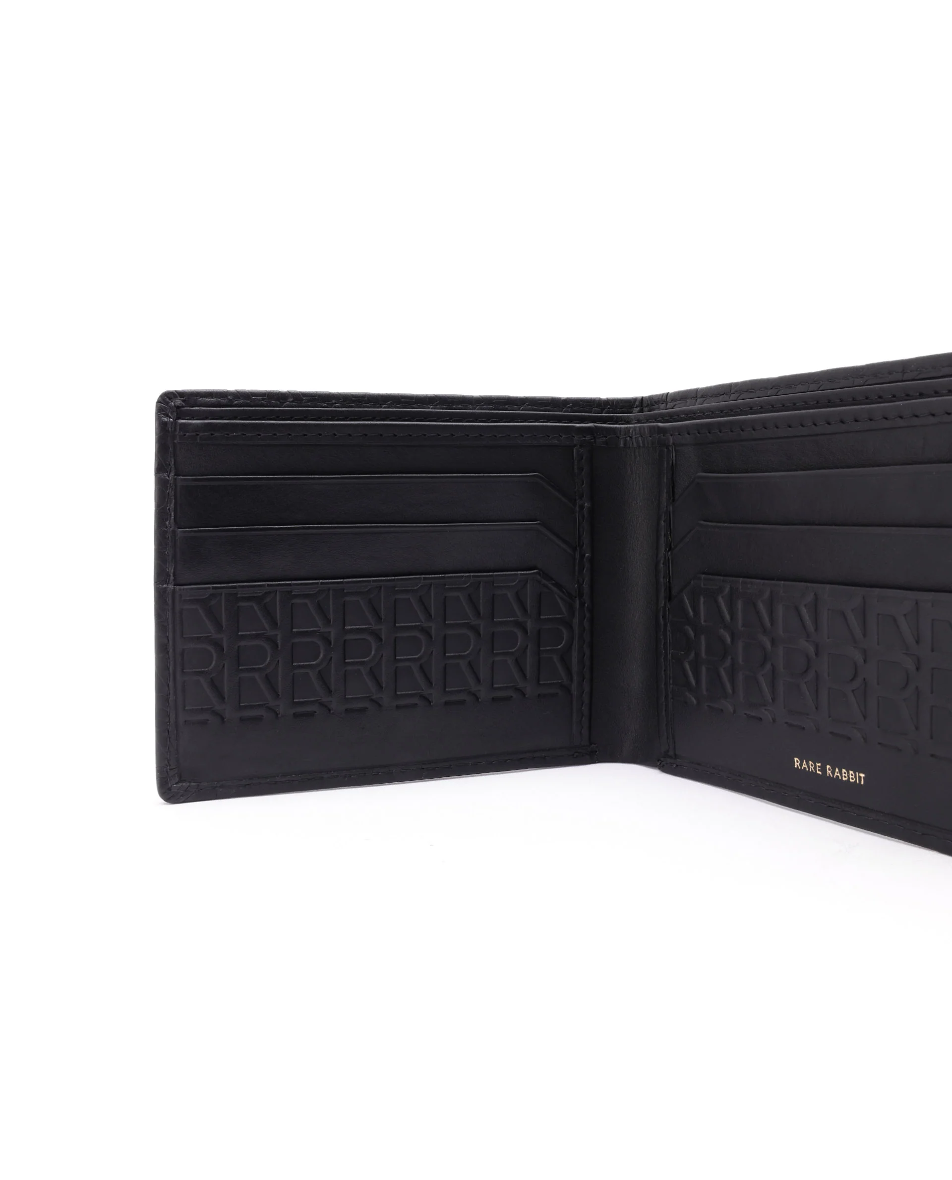 Rare Rabbit Men's Cali Black Bi Fold Slim Rfid Embossed Monogram Wallet - Image 2