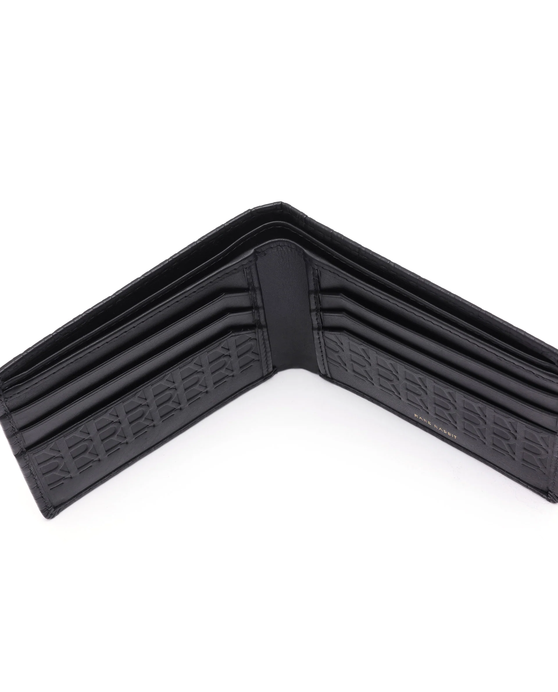 Rare Rabbit Men's Cali Black Bi Fold Slim Rfid Embossed Monogram Wallet - Image 3