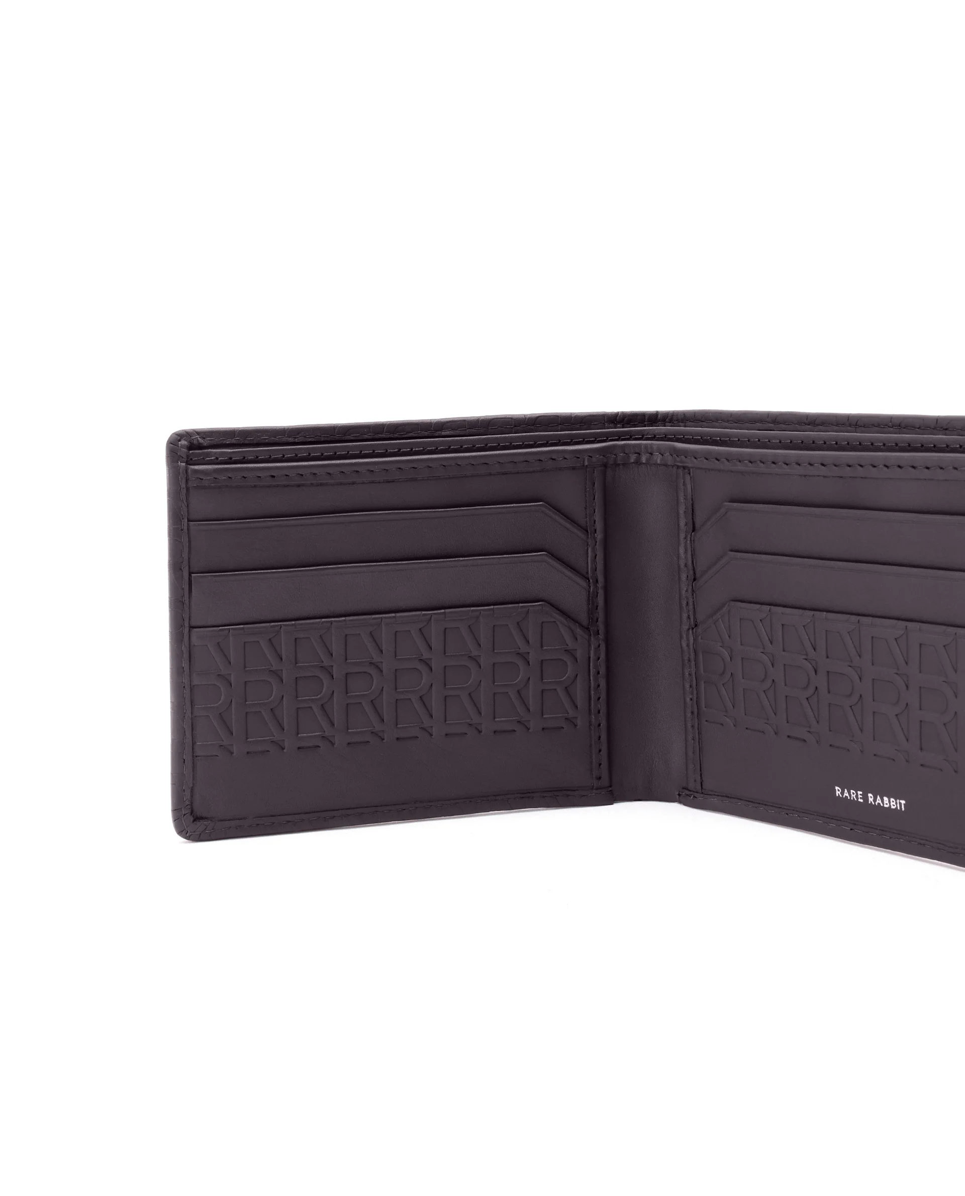 Rare Rabbit Men's Cali Brown Bi Fold Slim Rfid Embossed Monogram Wallet - Image 2