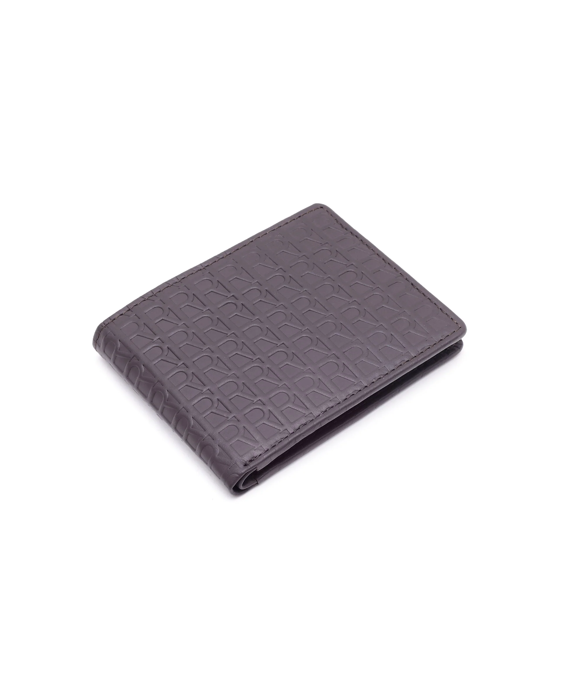 Rare Rabbit Men's Cali Brown Bi Fold Slim Rfid Embossed Monogram Wallet - Image 3