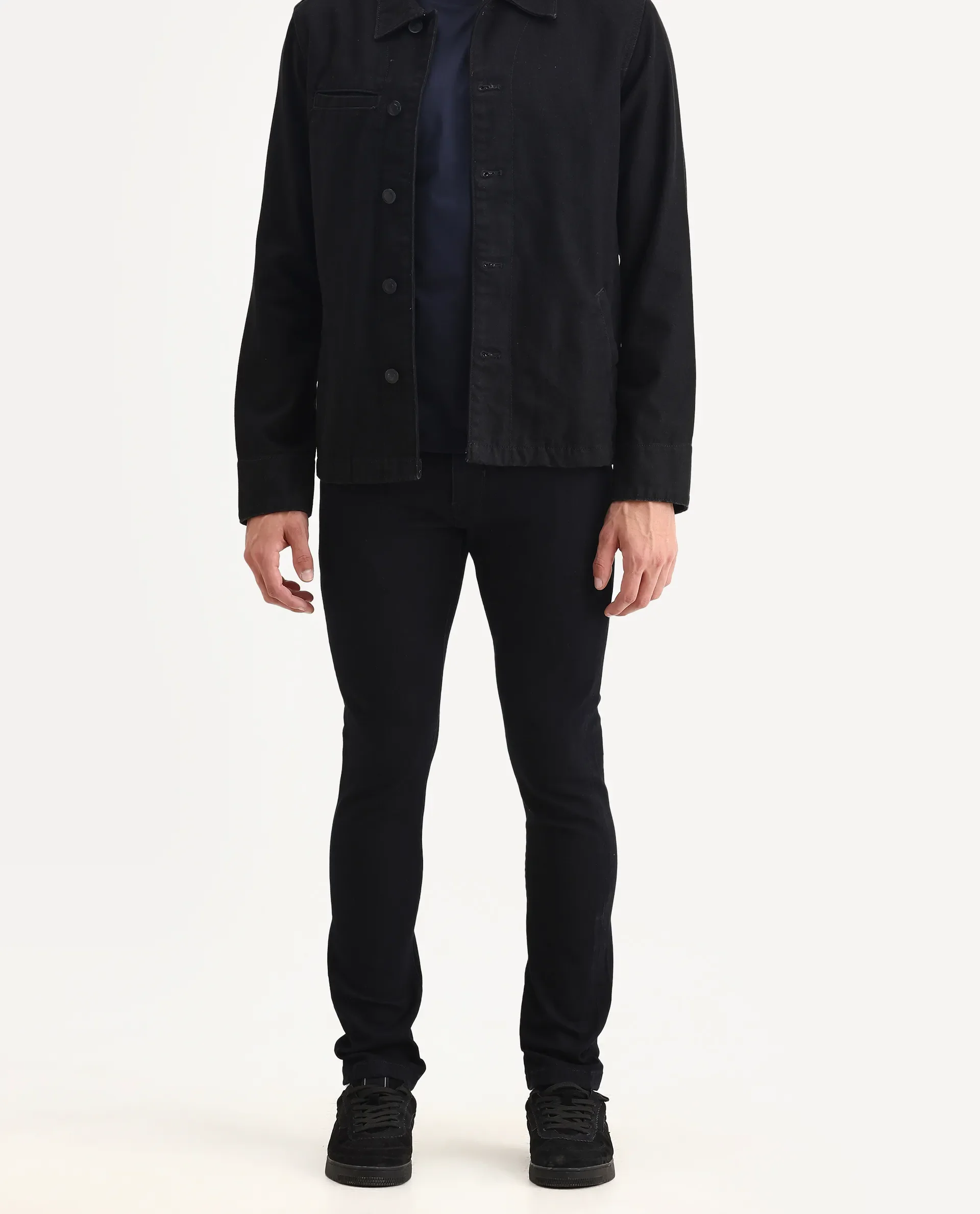 Rare Rabbit Men's Calin Dark Navy Cotton Blend Plain Hawk Slim Fit Jeans - Image 2