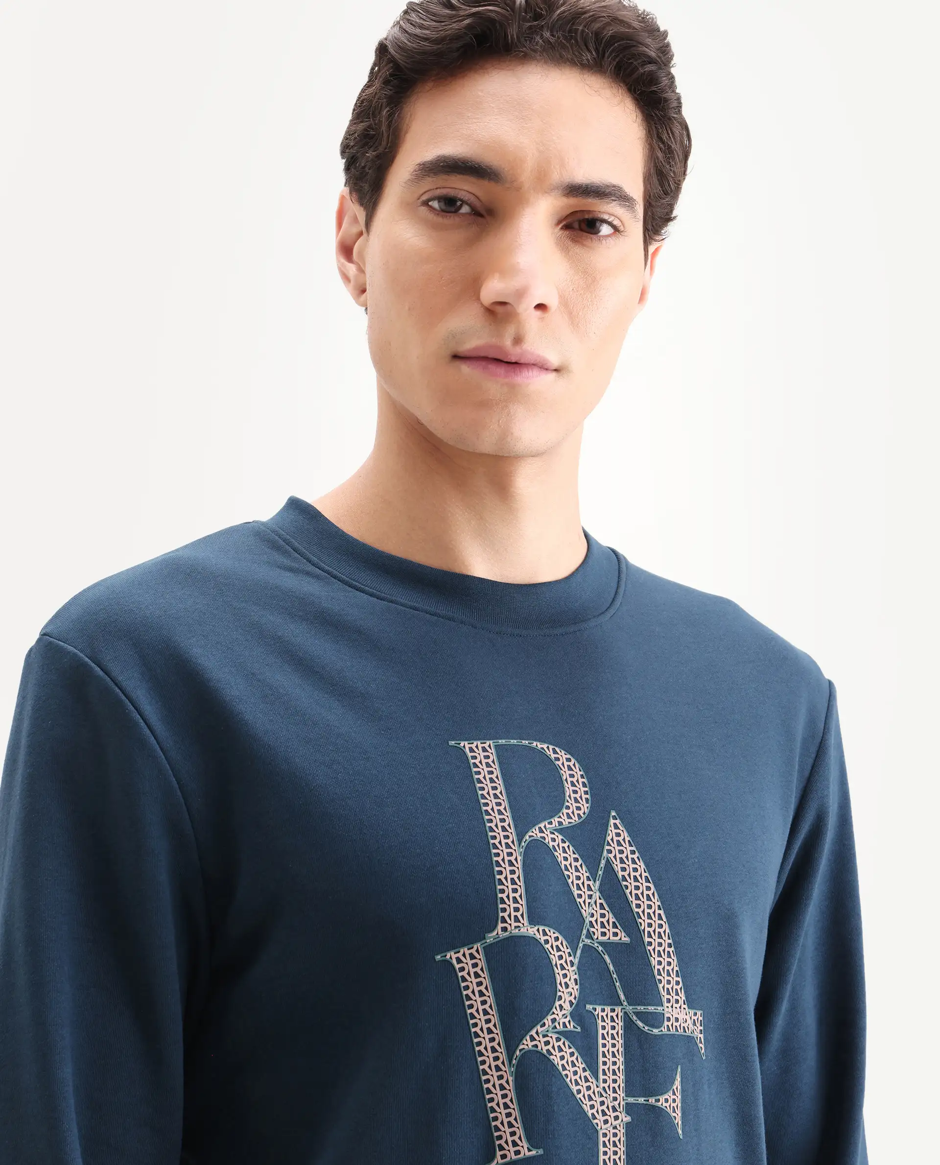 Rare Rabbit Men's Calixer Dark Green Graphic Print Regular Fit Full Sleeve Crew Neck Sweatshirt - Image 4