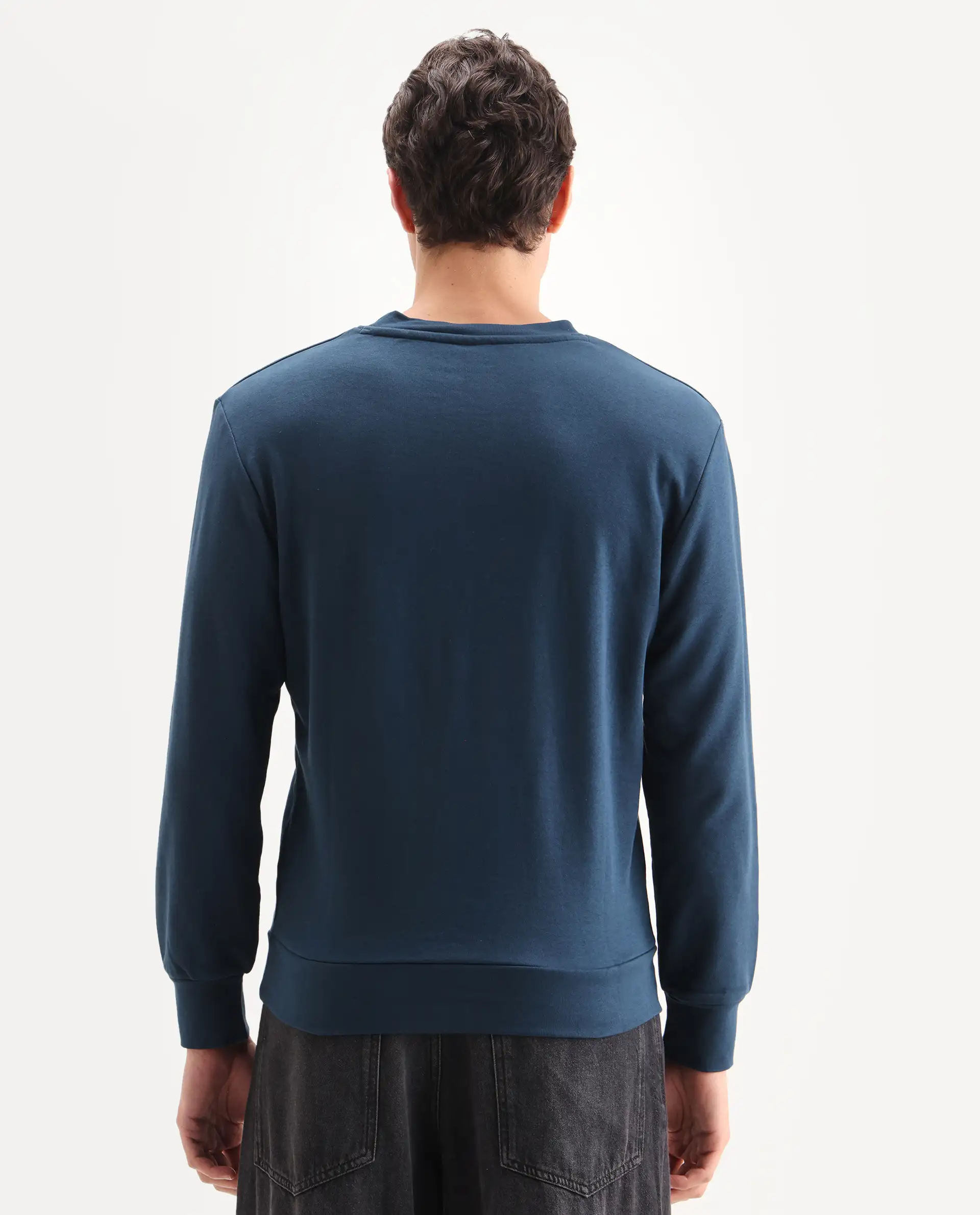 Rare Rabbit Men's Calixer Dark Green Graphic Print Regular Fit Full Sleeve Crew Neck Sweatshirt - Image 7