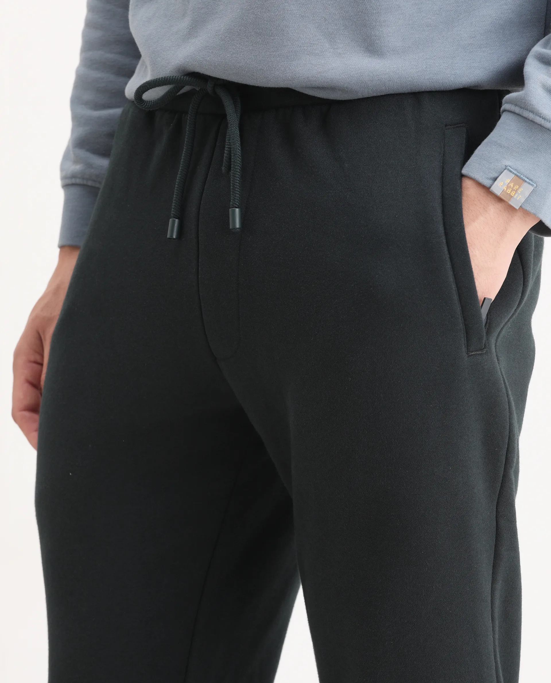 Rare Rabbit Men's Callan Dark Green Cotton Embroidered Regular Fit Joggers - Image 7