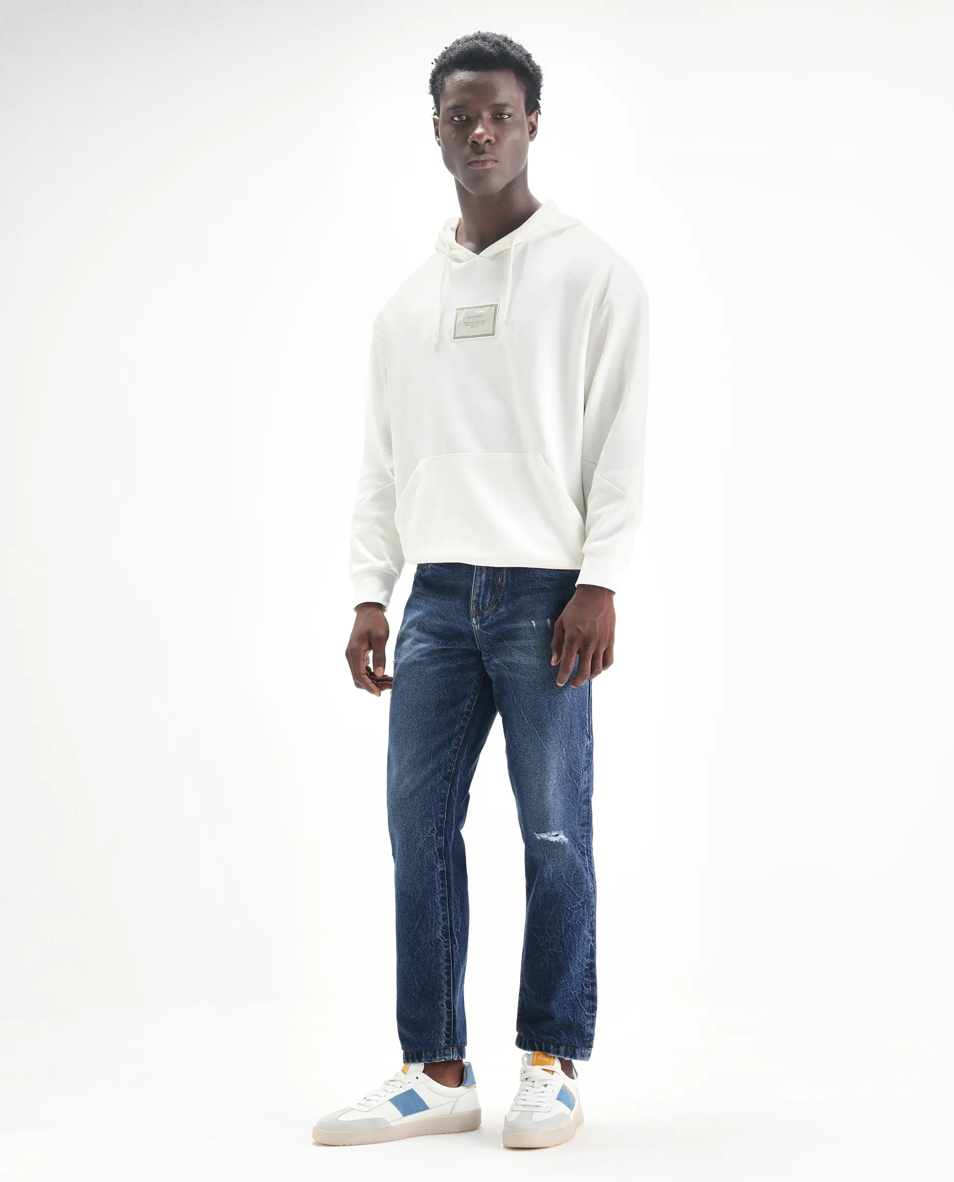 Rare Rabbit Mens Callip Blue Cotton Mid Wash Regular Fit Jeans - Image 3