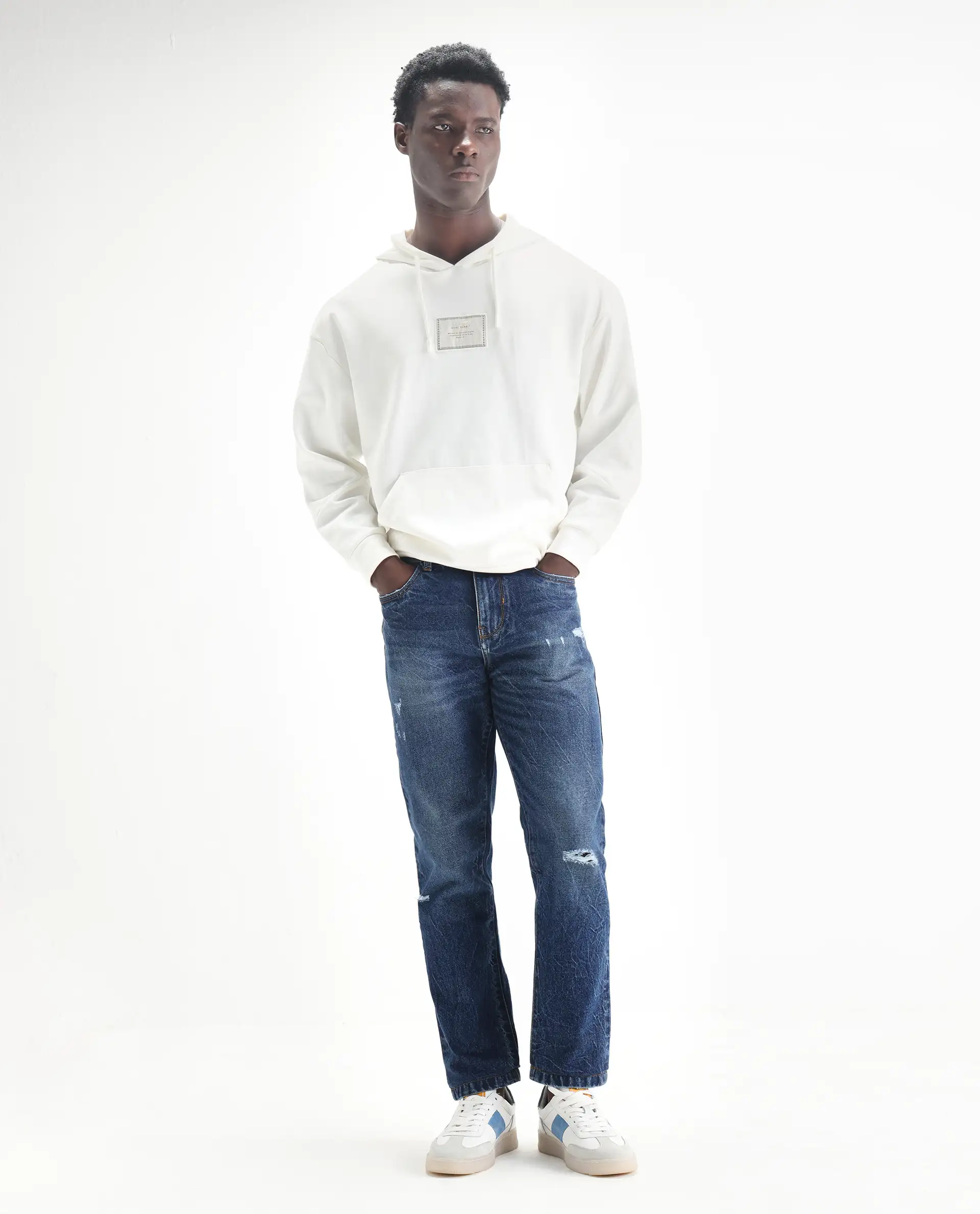 Rare Rabbit Mens Callip Blue Cotton Mid Wash Regular Fit Jeans - Image 5