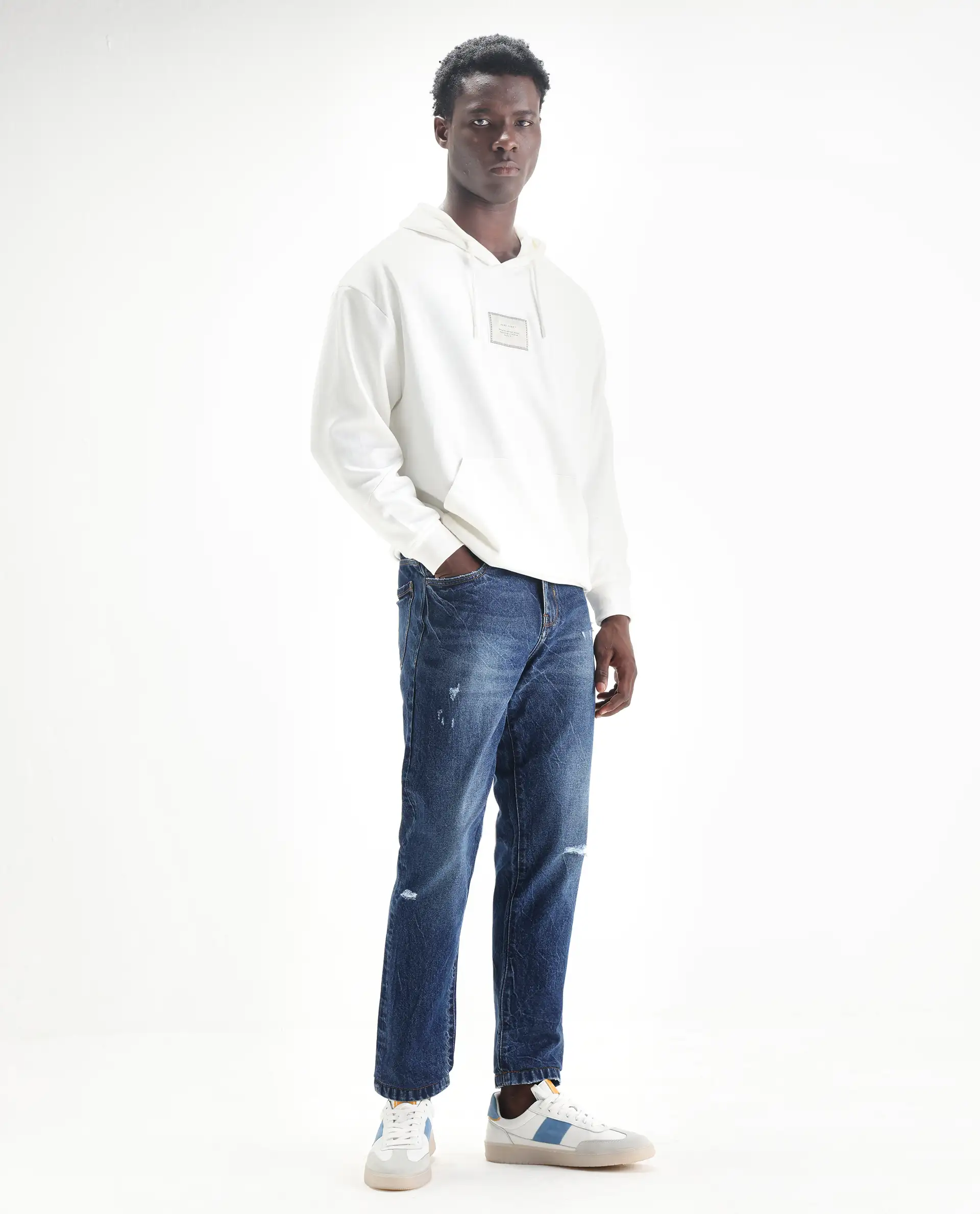 Rare Rabbit Mens Callip Blue Cotton Mid Wash Regular Fit Jeans - Image 7