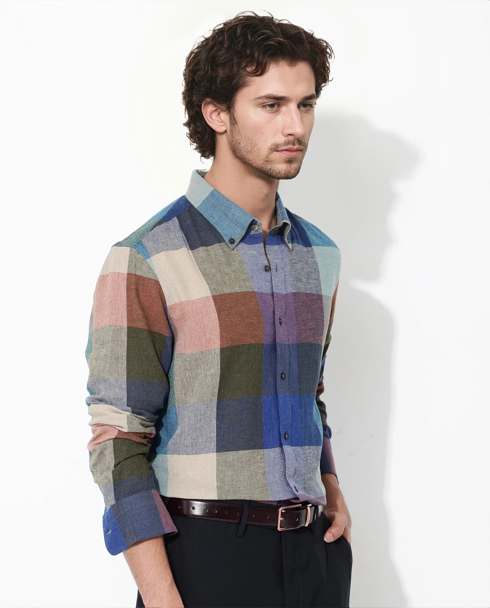 Rare Rabbit Men's Calum Multi Cotton Checked Print Regular Fit Full Sleeve Collared Shirt - Image 6