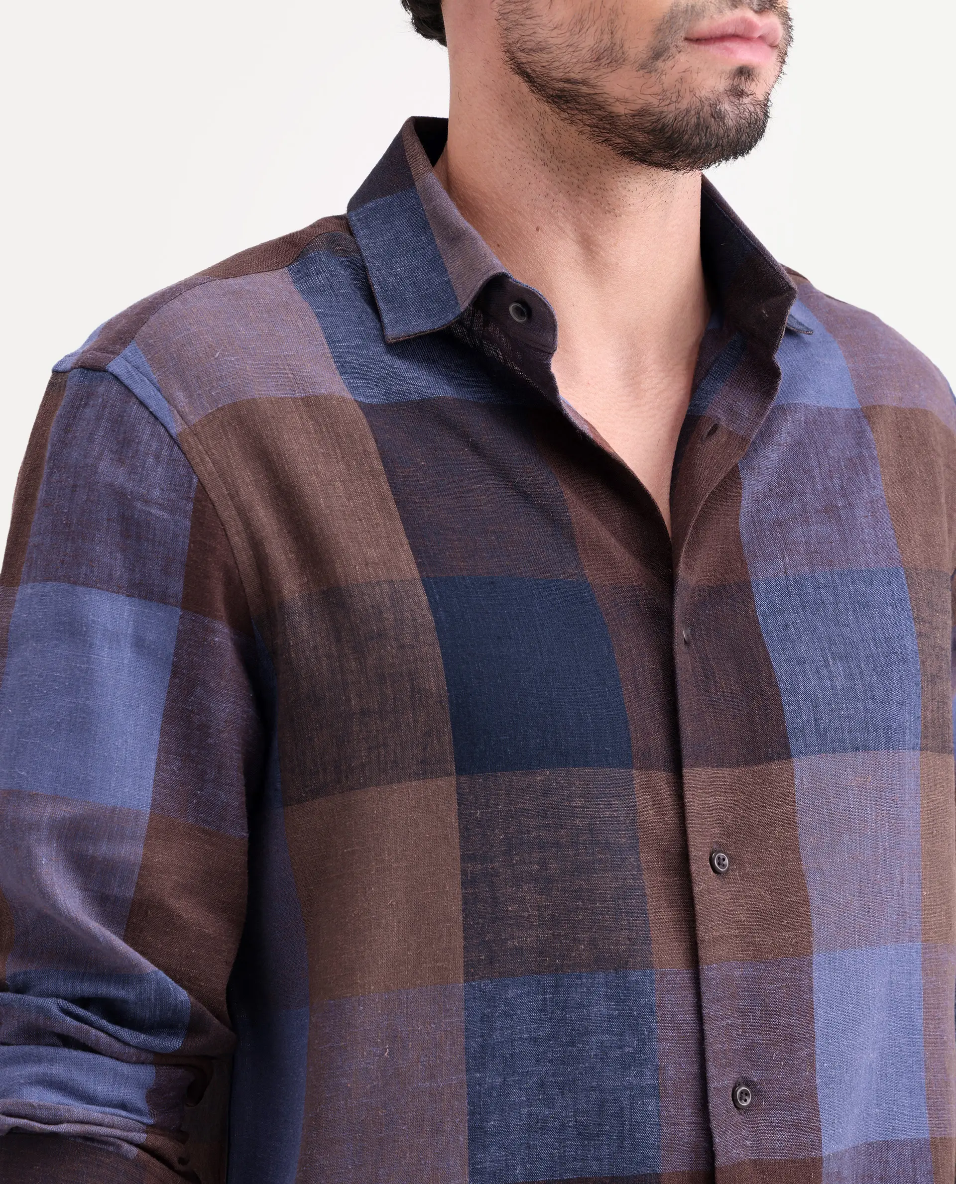 Rare Rabbit Men's Calum-S26 Pastel Multi Linen Blend Full Sleeve Spread Collar Regular Fit Checked Shirt - Image 3