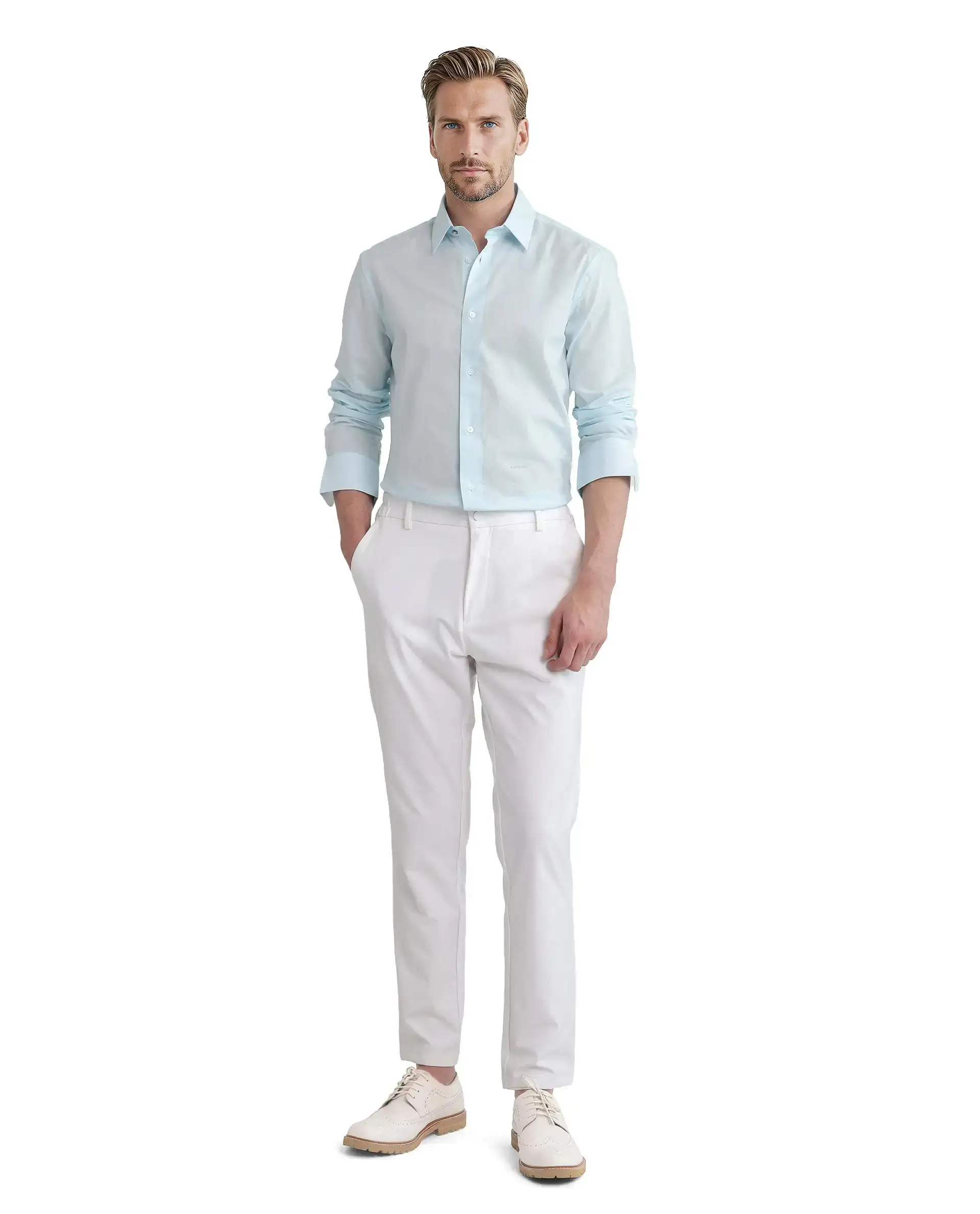 Rare Rabbit Men's Cambo-25 Light Blue Cotton Plain Regular Fit Full Sleeve Collared Shirt - Image 2