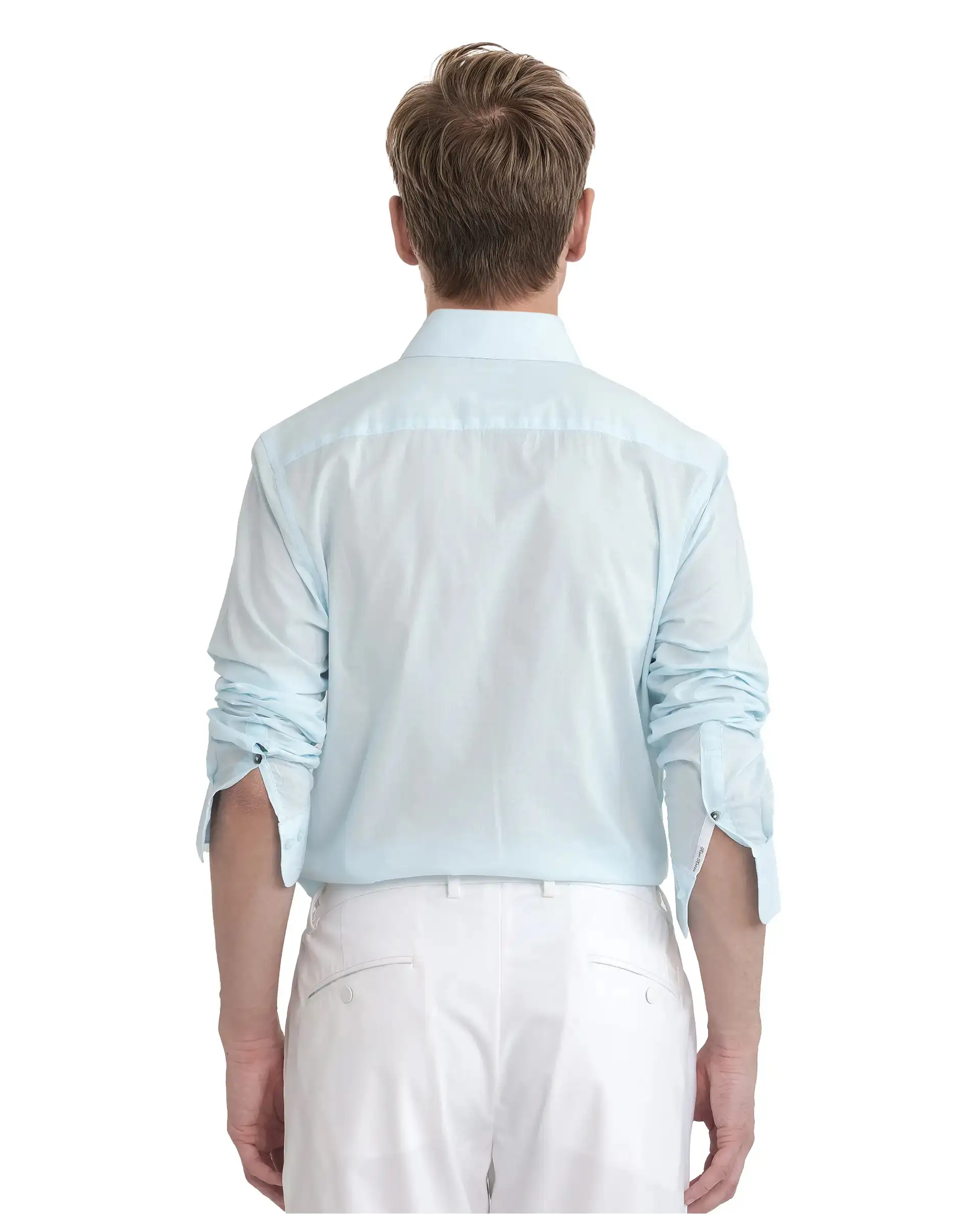 Rare Rabbit Men's Cambo-25 Light Blue Cotton Plain Regular Fit Full Sleeve Collared Shirt - Image 4