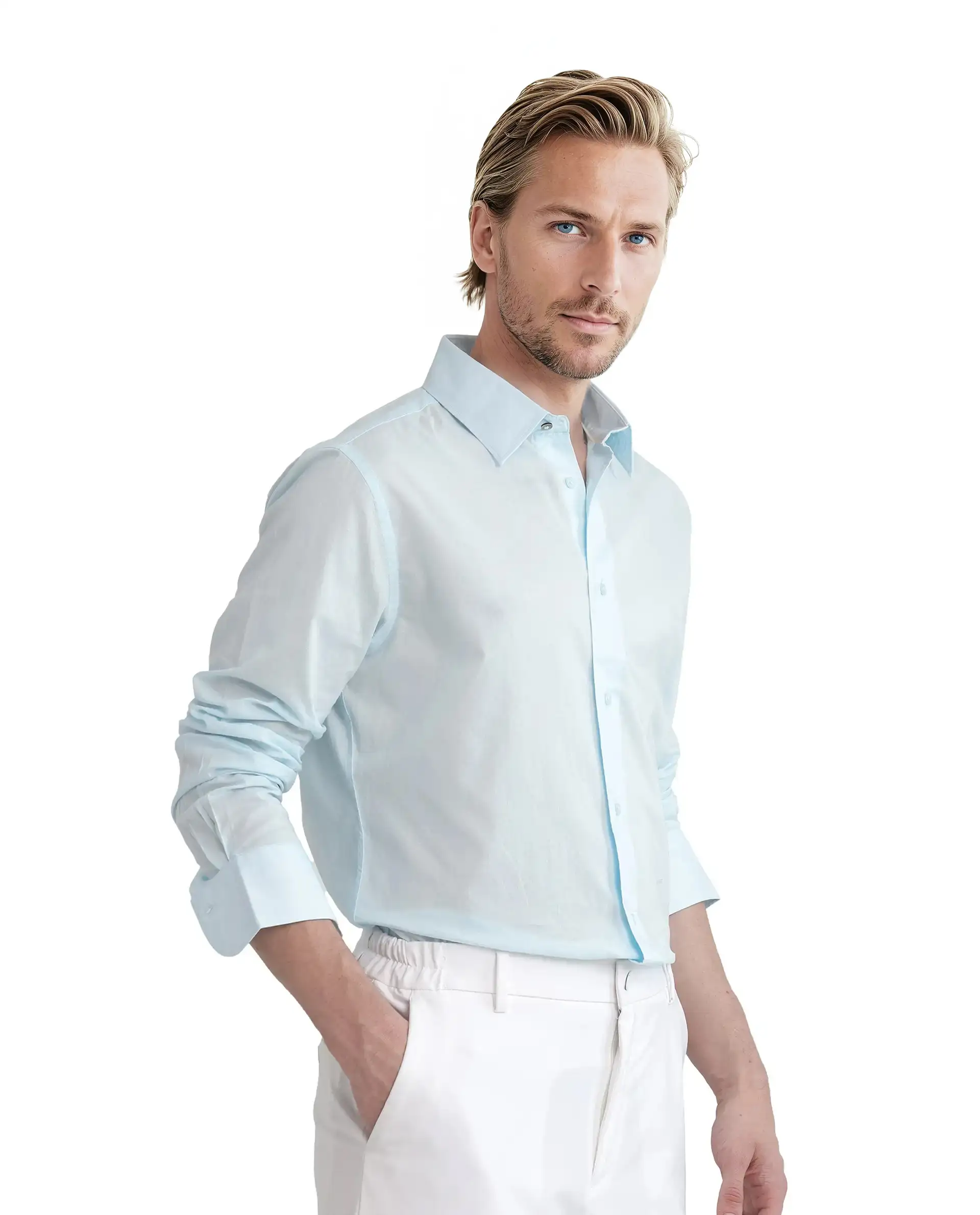 Rare Rabbit Men's Cambo-25 Light Blue Cotton Plain Regular Fit Full Sleeve Collared Shirt - Image 6