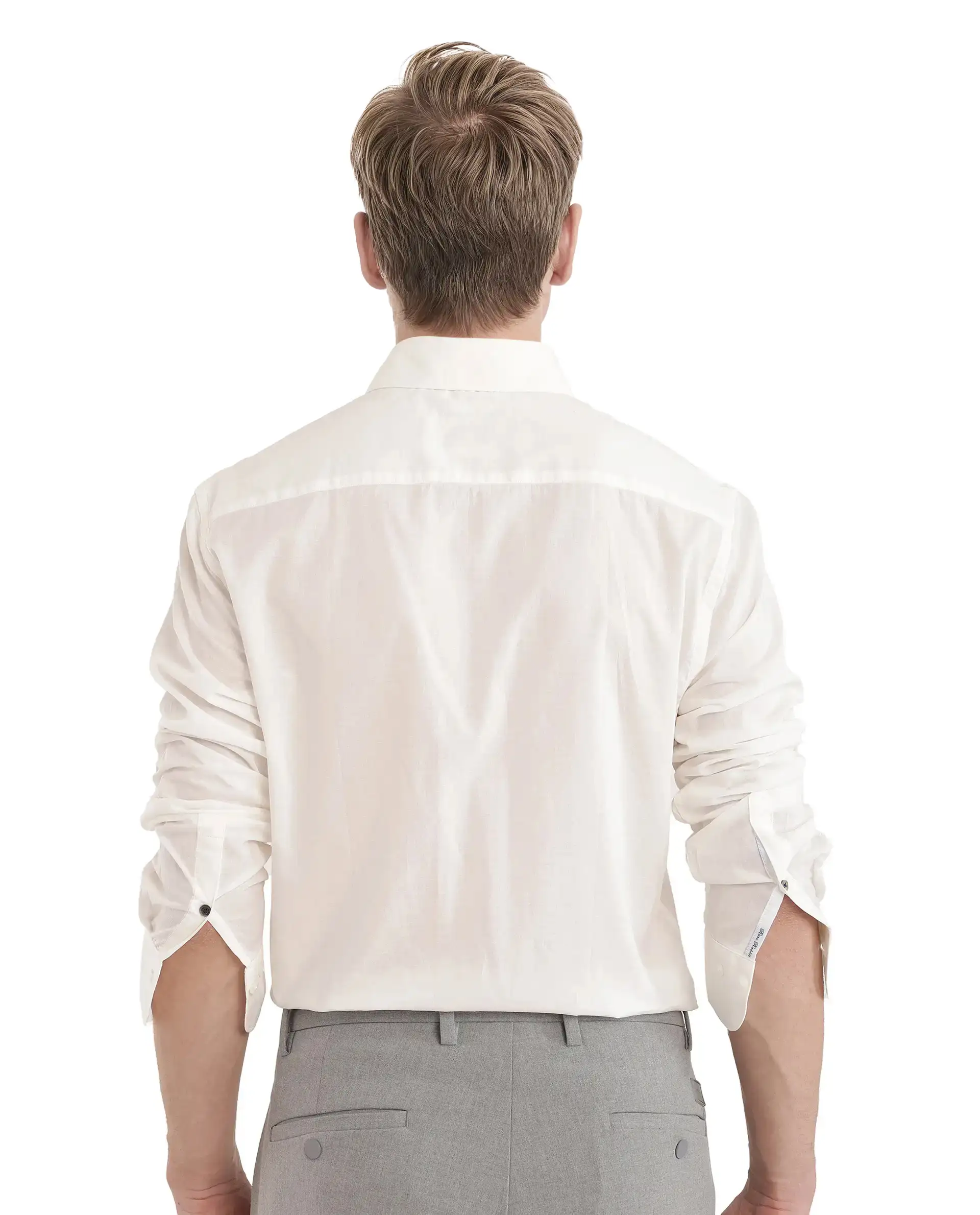 Rare Rabbit Men's Cambo-25 White Cotton Plain Regular Fit Full Sleeve Collared Shirt - Image 4