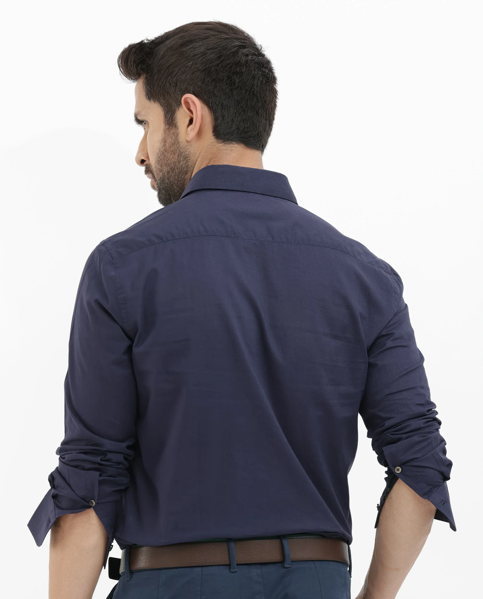 Rare Rabbit Men's Cambo Dark Purple Cotton Plain Regular Fit Full Sleeve Collared Shirt - Image 9