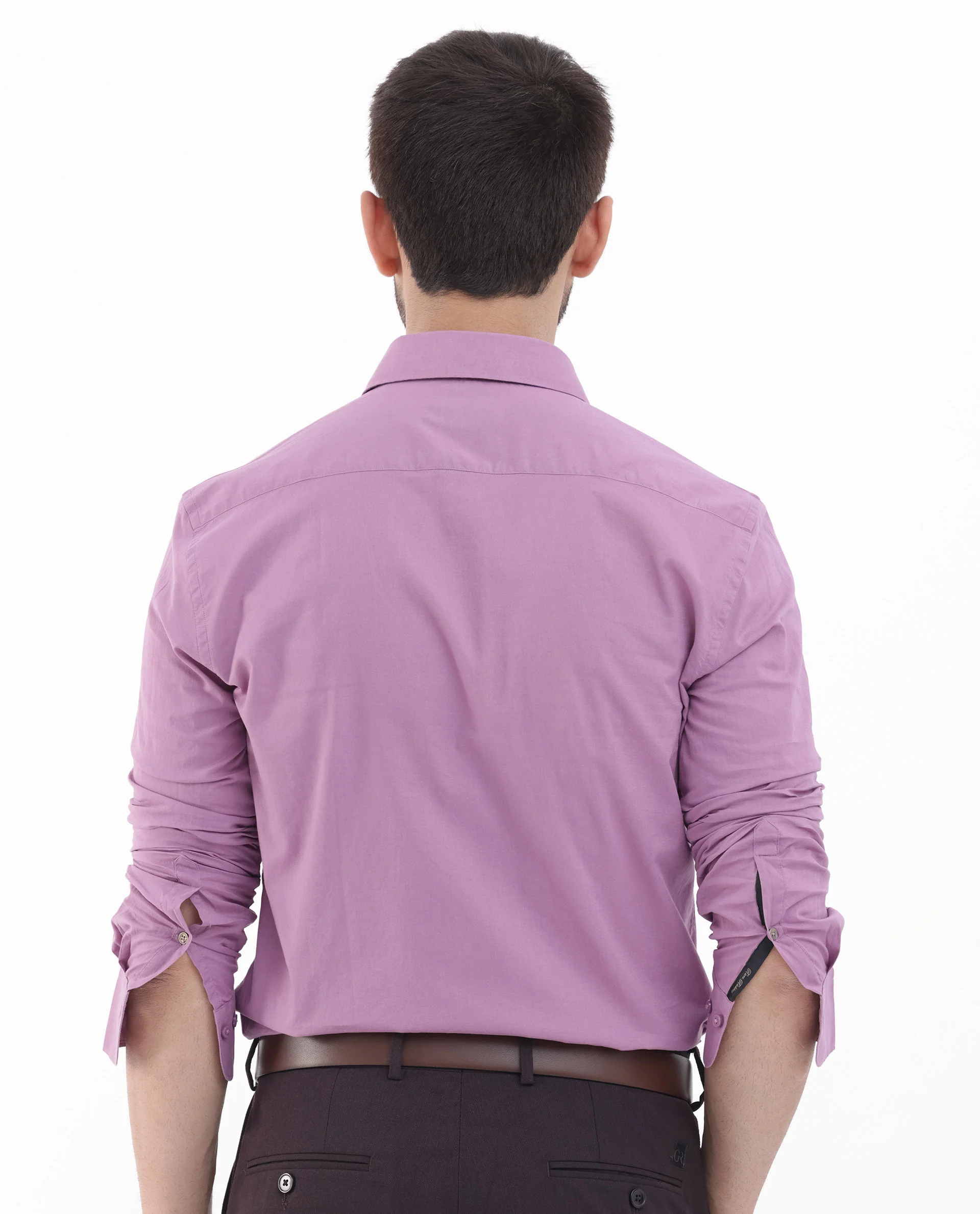 Rare Rabbit Men's Cambo Dusky Purple Cotton Plain Regular Fit Full Sleeve Collared Shirt - Image 10
