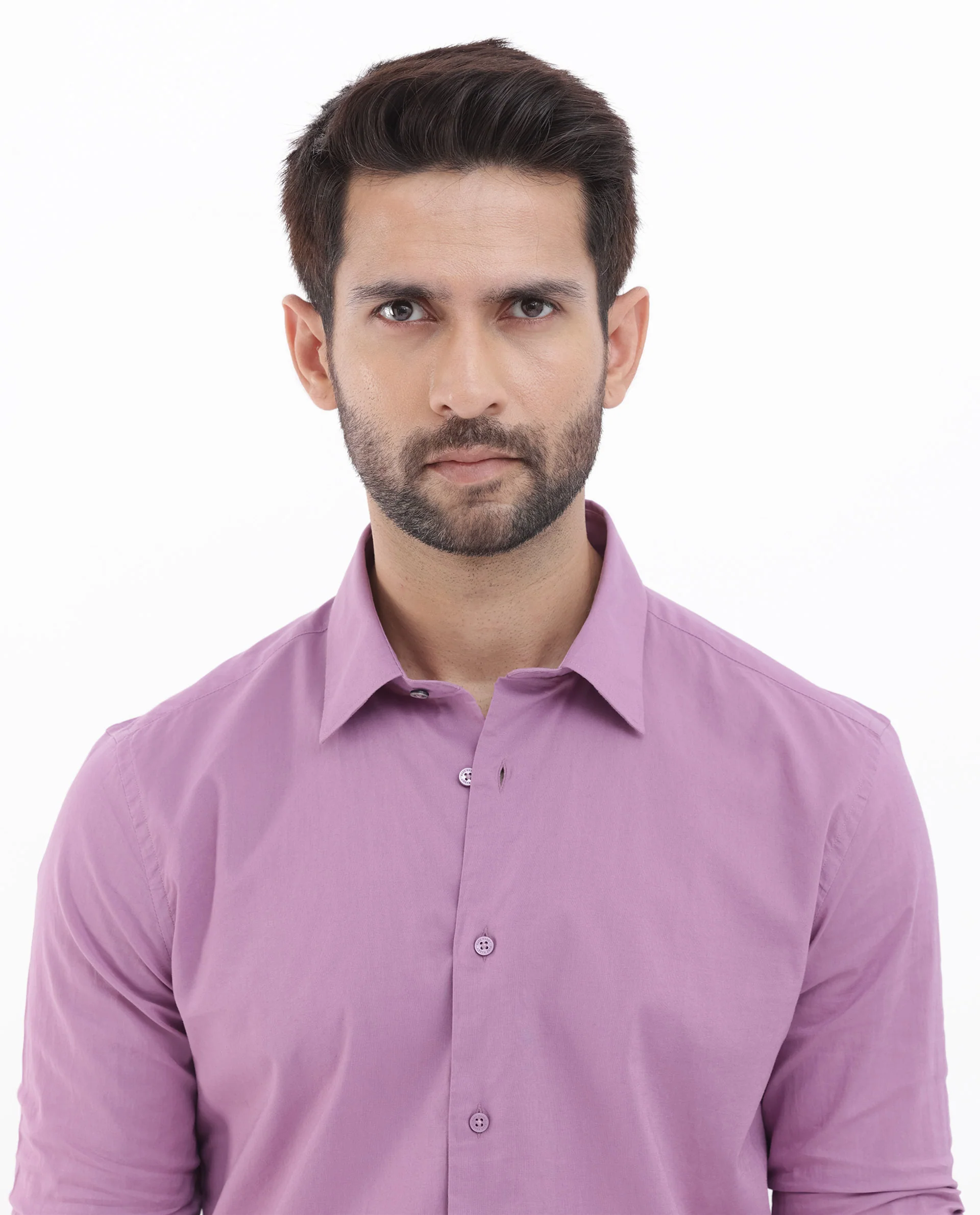 Rare Rabbit Men's Cambo Dusky Purple Cotton Plain Regular Fit Full Sleeve Collared Shirt - Image 3
