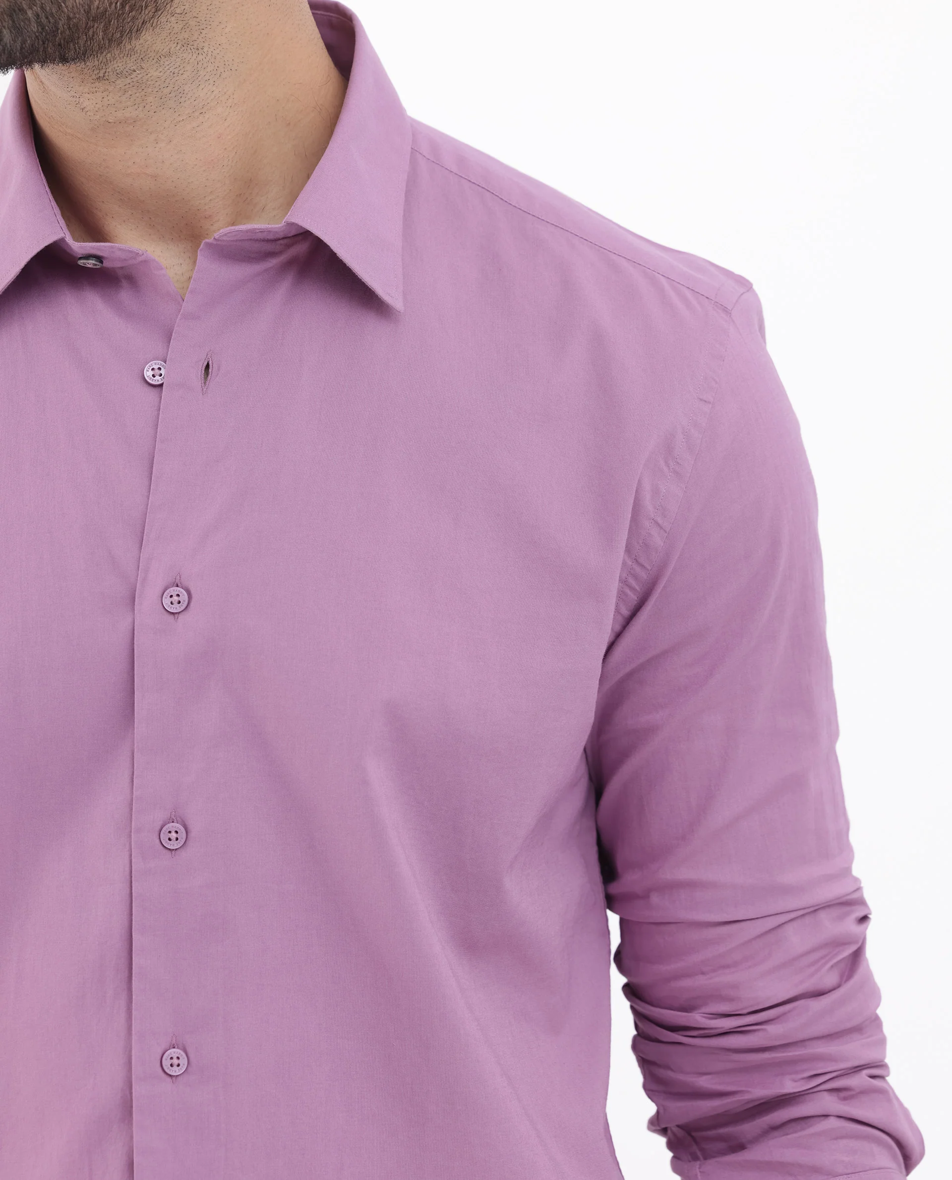 Rare Rabbit Men's Cambo Dusky Purple Cotton Plain Regular Fit Full Sleeve Collared Shirt - Image 5