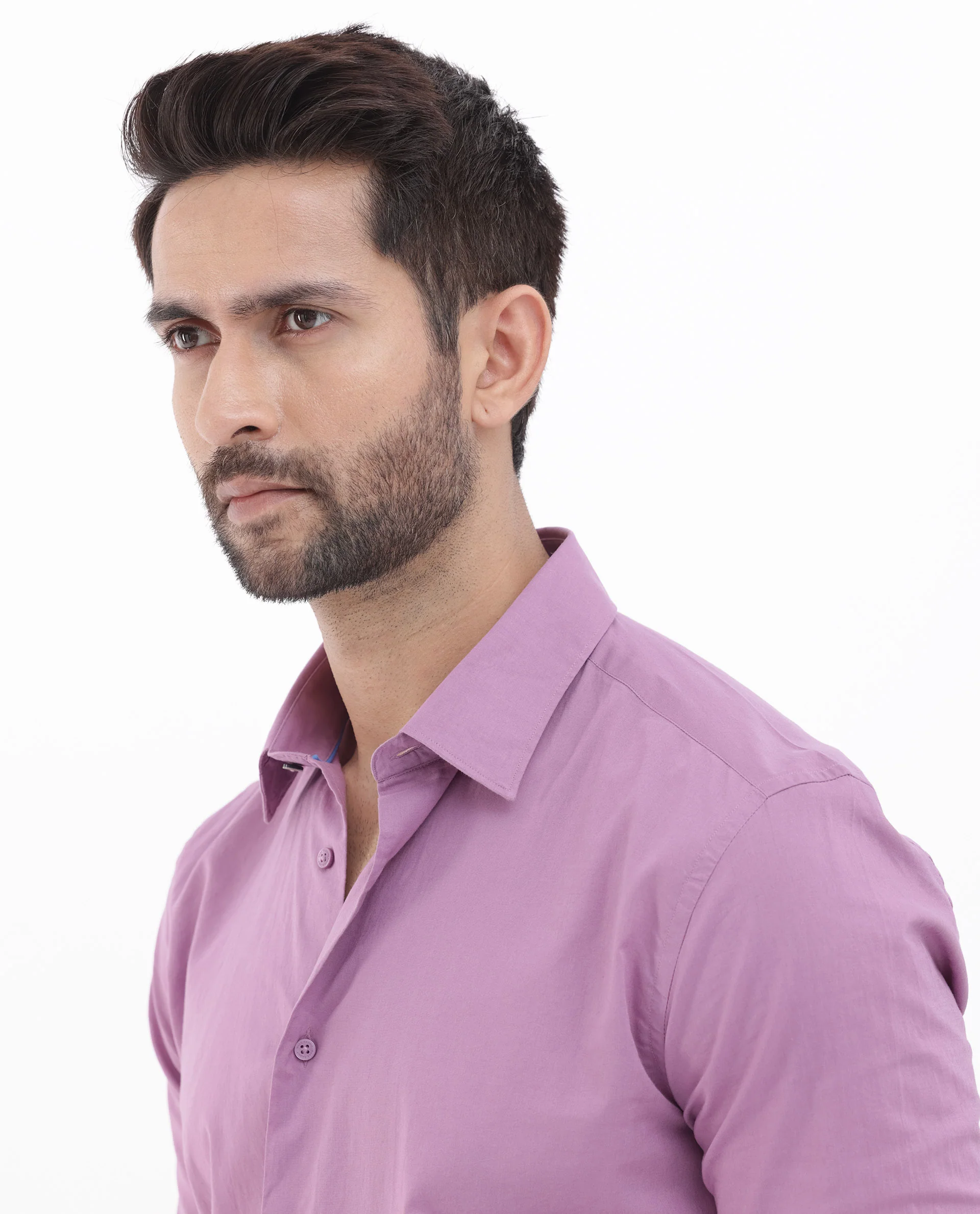 Rare Rabbit Men's Cambo Dusky Purple Cotton Plain Regular Fit Full Sleeve Collared Shirt - Image 6