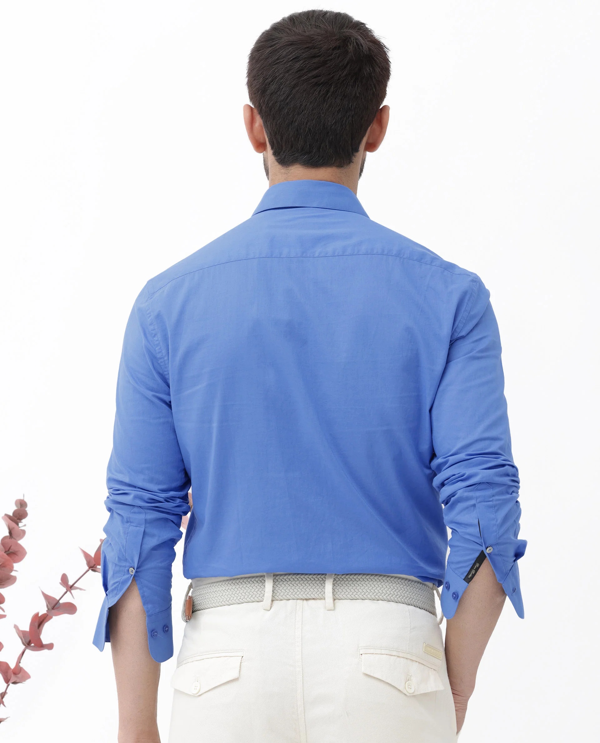 Rare Rabbit Men's Cambo Flouroscent Blue Cotton Plain Regular Fit Full Sleeve Collared Shirt - Image 10