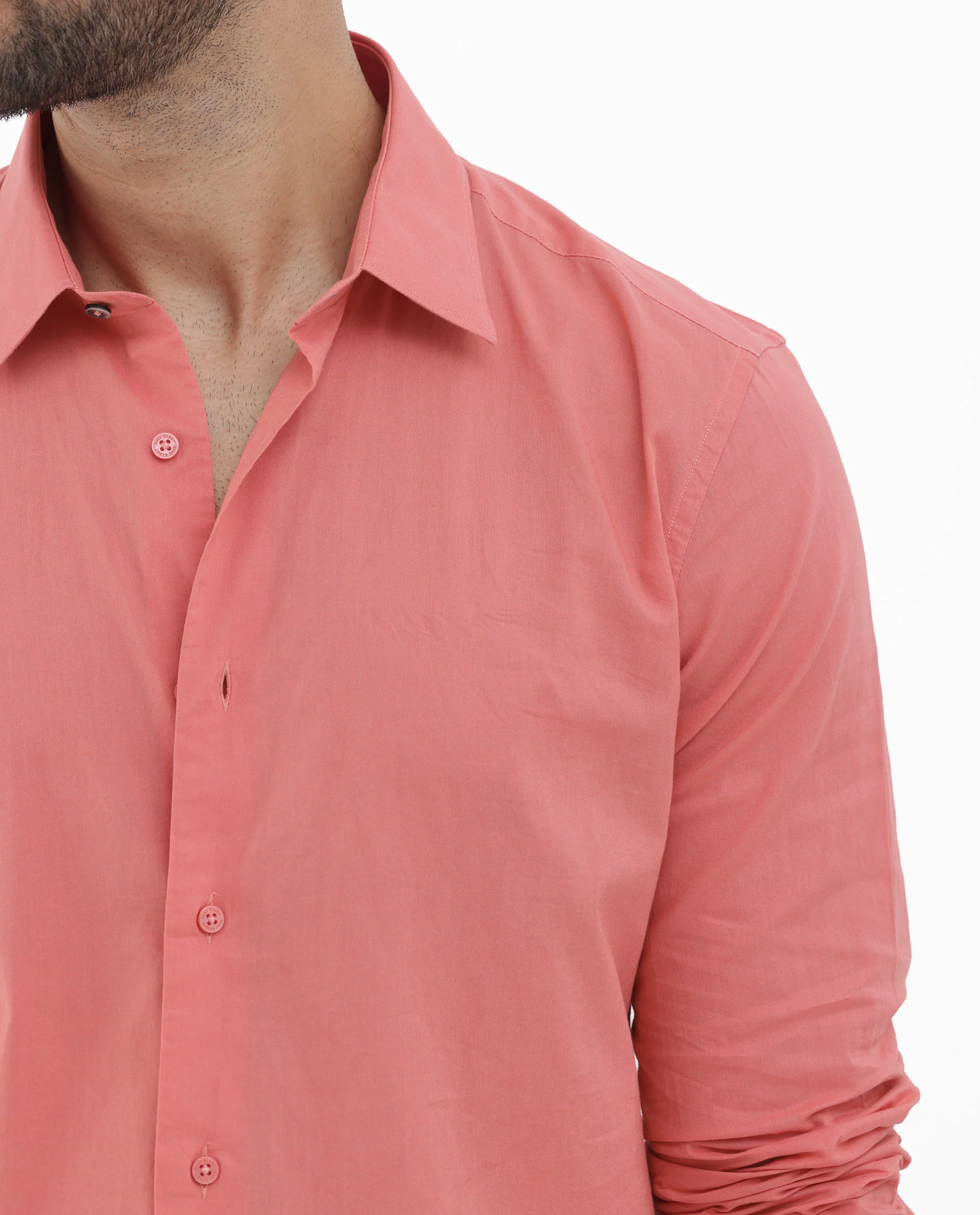 Rare Rabbit Men's Cambo Flouroscent Pink Cotton Plain Regular Fit Full Sleeve Collared Shirt - Image 4