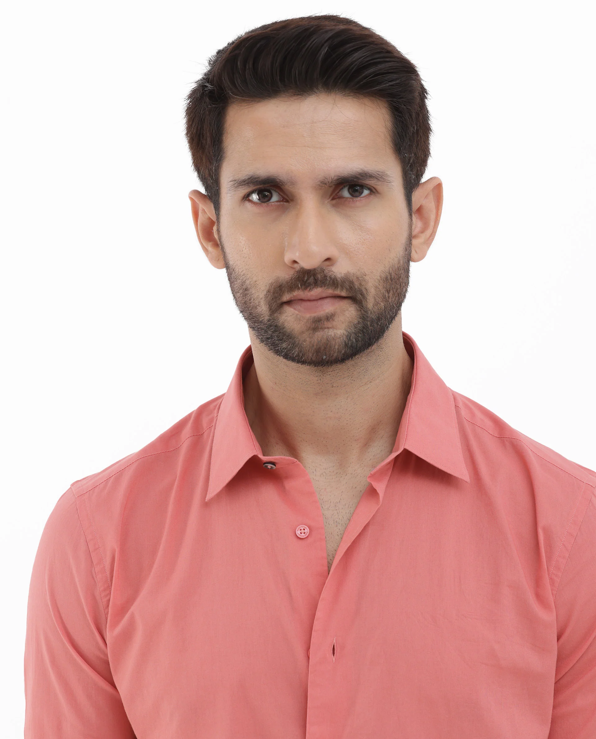 Rare Rabbit Men's Cambo Flouroscent Pink Cotton Plain Regular Fit Full Sleeve Collared Shirt - Image 6
