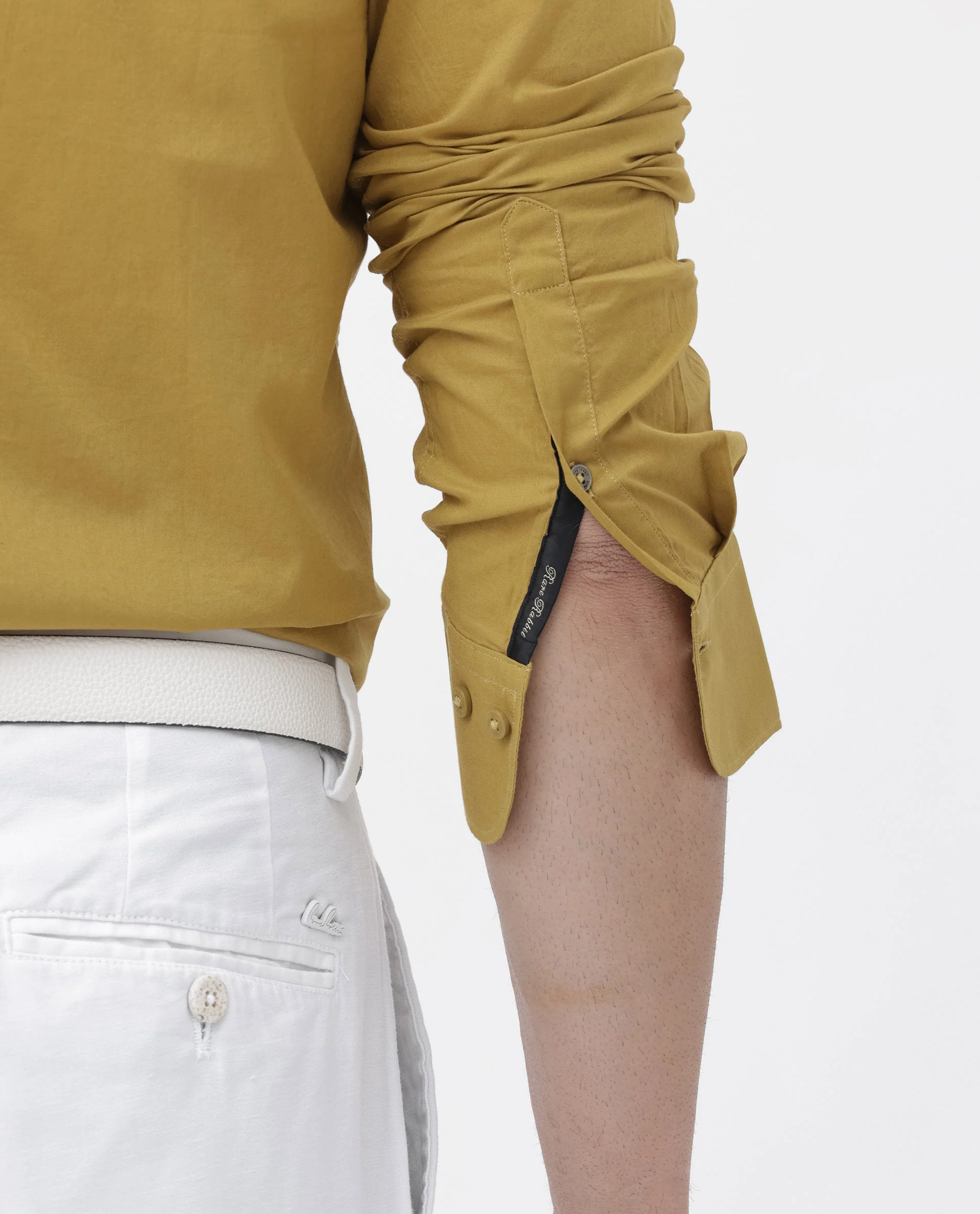 Rare Rabbit Men's Cambo Mustard Cotton Plain Regular Fit Full Sleeve Collared Shirt - Image 5