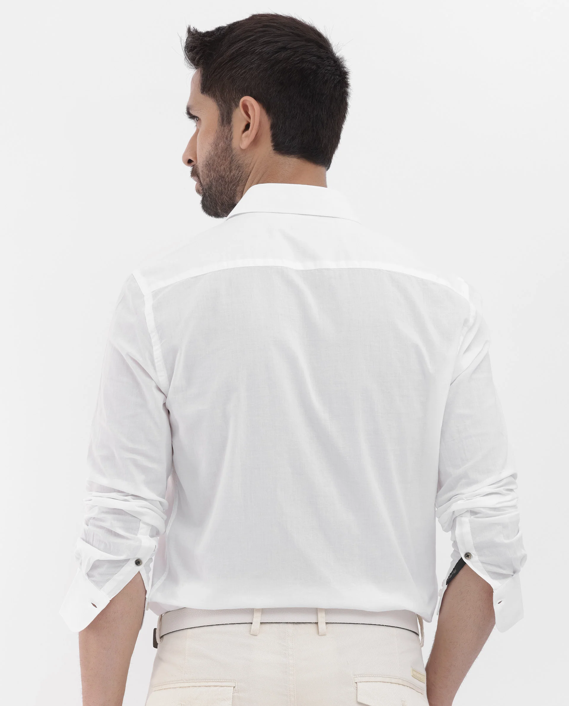 Rare Rabbit Men's Cambo White Cotton Plain Regular Fit Full Sleeve Collared Shirt - Image 8