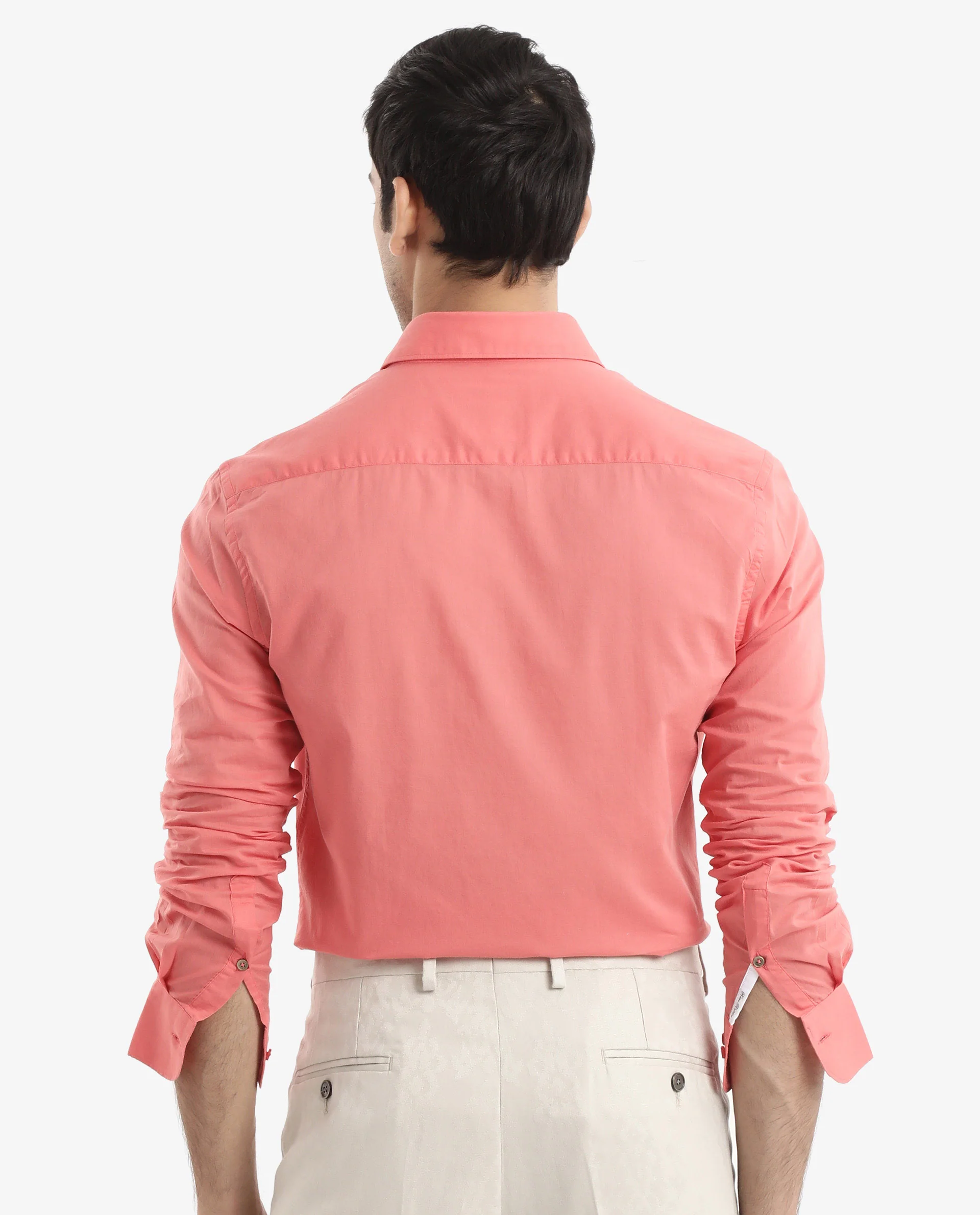 Rare Rabbit Men's Cambroc Flouroscent Orange Cotton Plain Regular Fit Full Sleeve Collared Shirt - Image 9