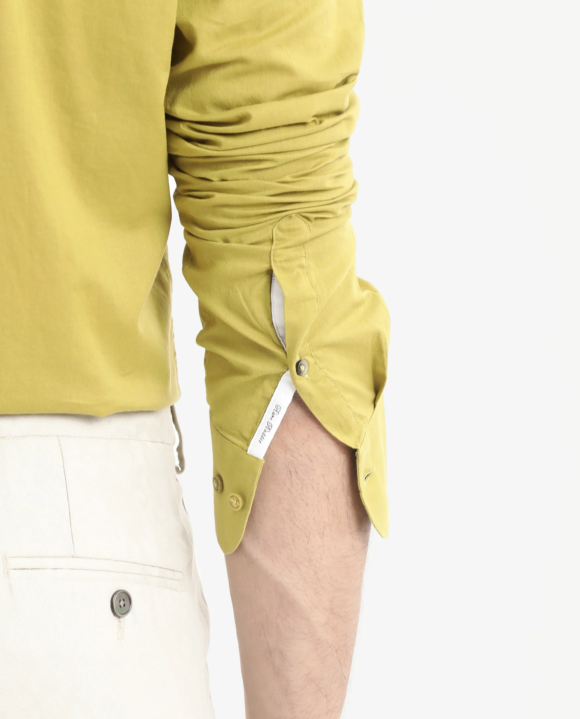 Rare Rabbit Men's Cambroc Light Olive Cotton Plain Regular Fit Full Sleeve Collared Shirt - Image 6