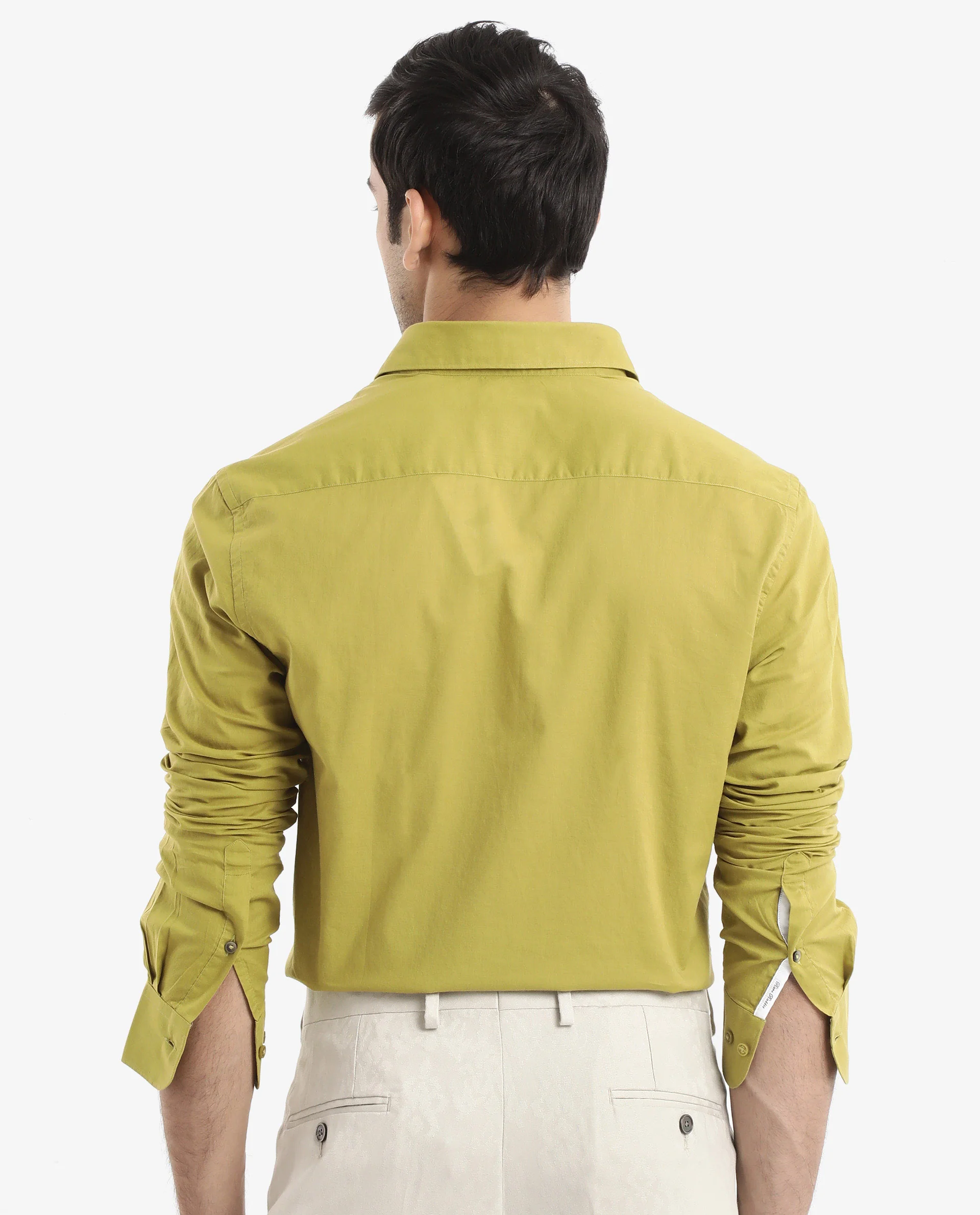 Rare Rabbit Men's Cambroc Light Olive Cotton Plain Regular Fit Full Sleeve Collared Shirt - Image 8