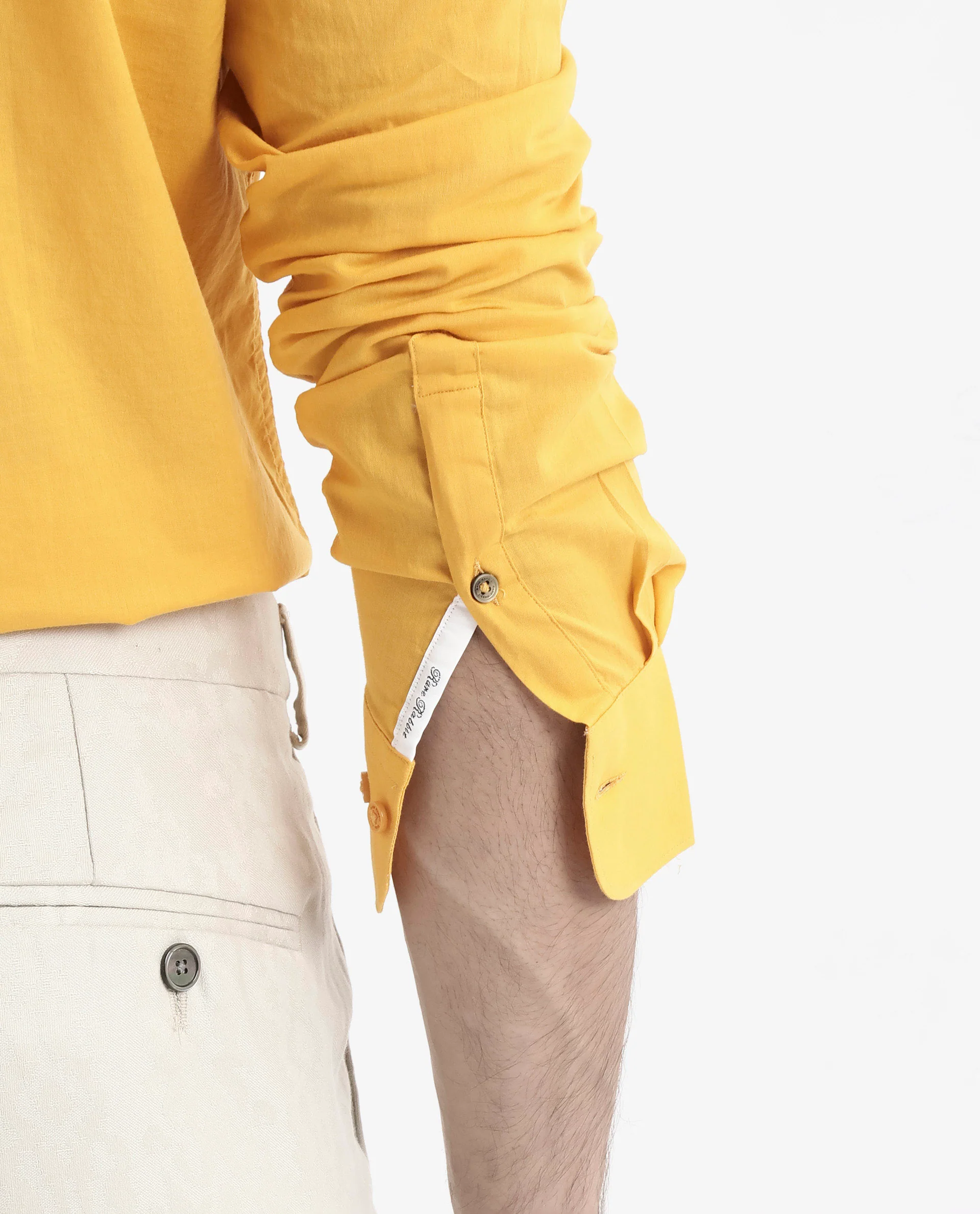 Rare Rabbit Men's Cambroc Mustard Cotton Plain Regular Fit Full Sleeve Collared Shirt - Image 6
