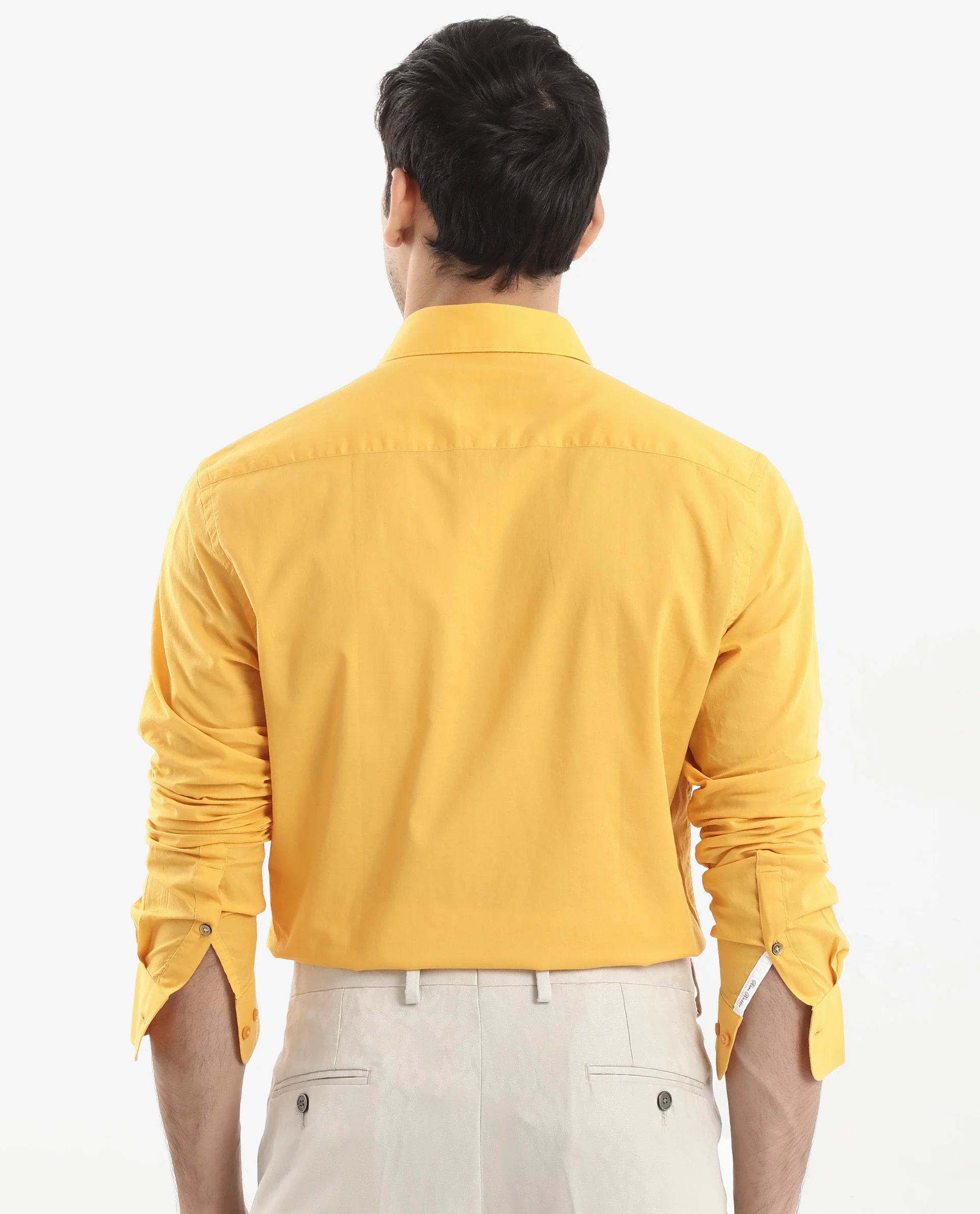Rare Rabbit Men's Cambroc Mustard Cotton Plain Regular Fit Full Sleeve Collared Shirt - Image 8