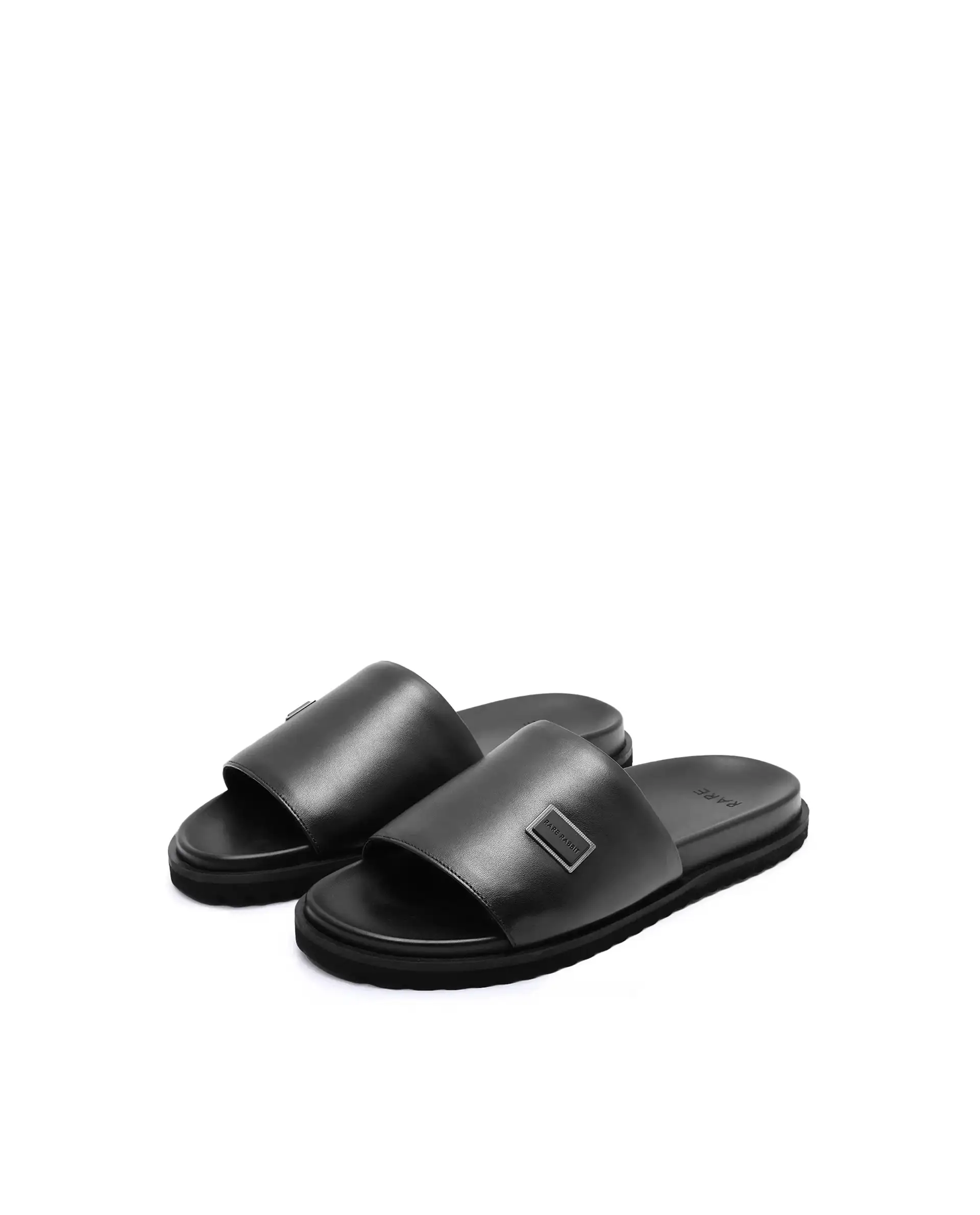 Rare Rabbit Men Camden Black Leather Slip-On Closure Sandal - Image 3
