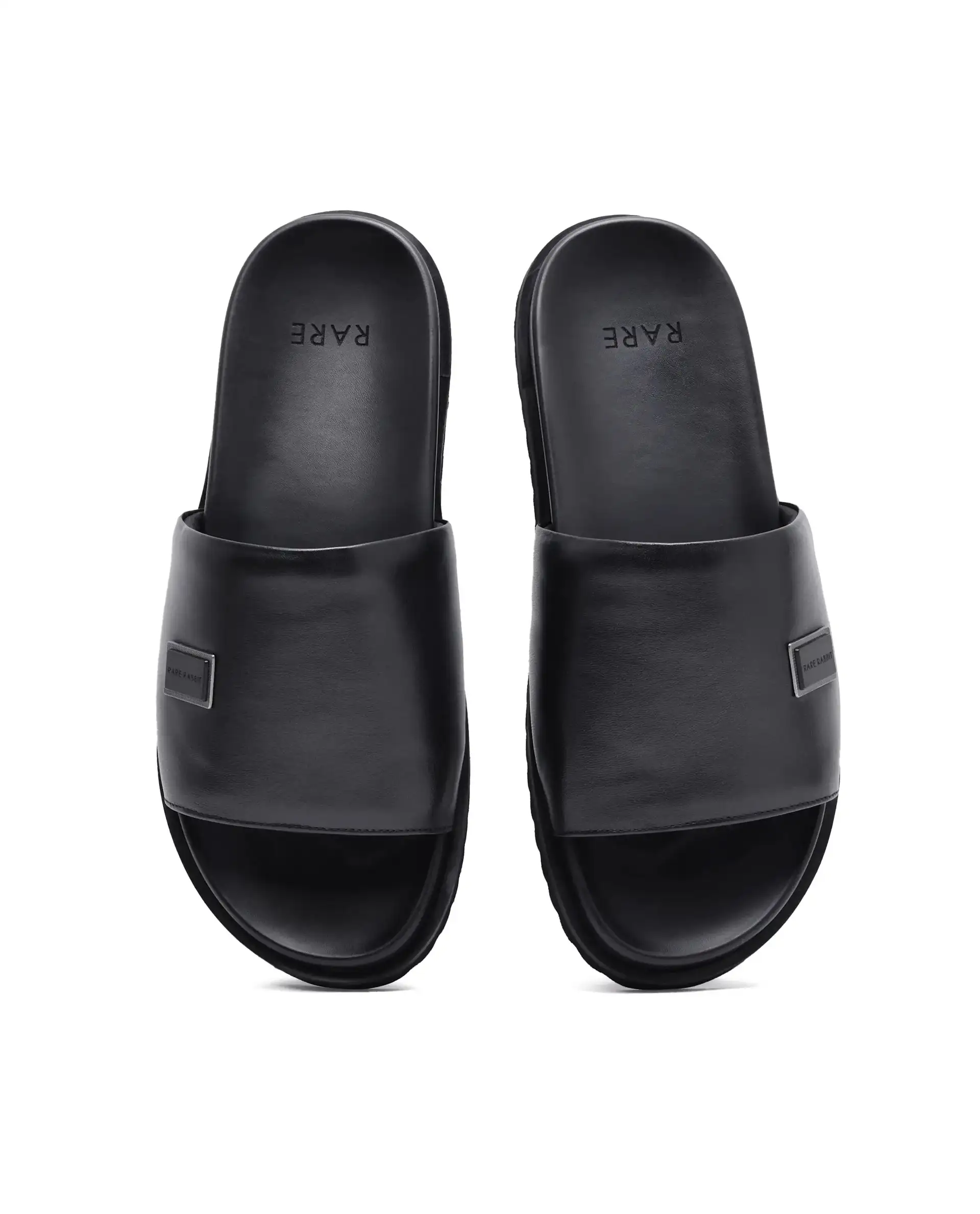 Rare Rabbit Men Camden Black Leather Slip-On Closure Sandal - Image 4