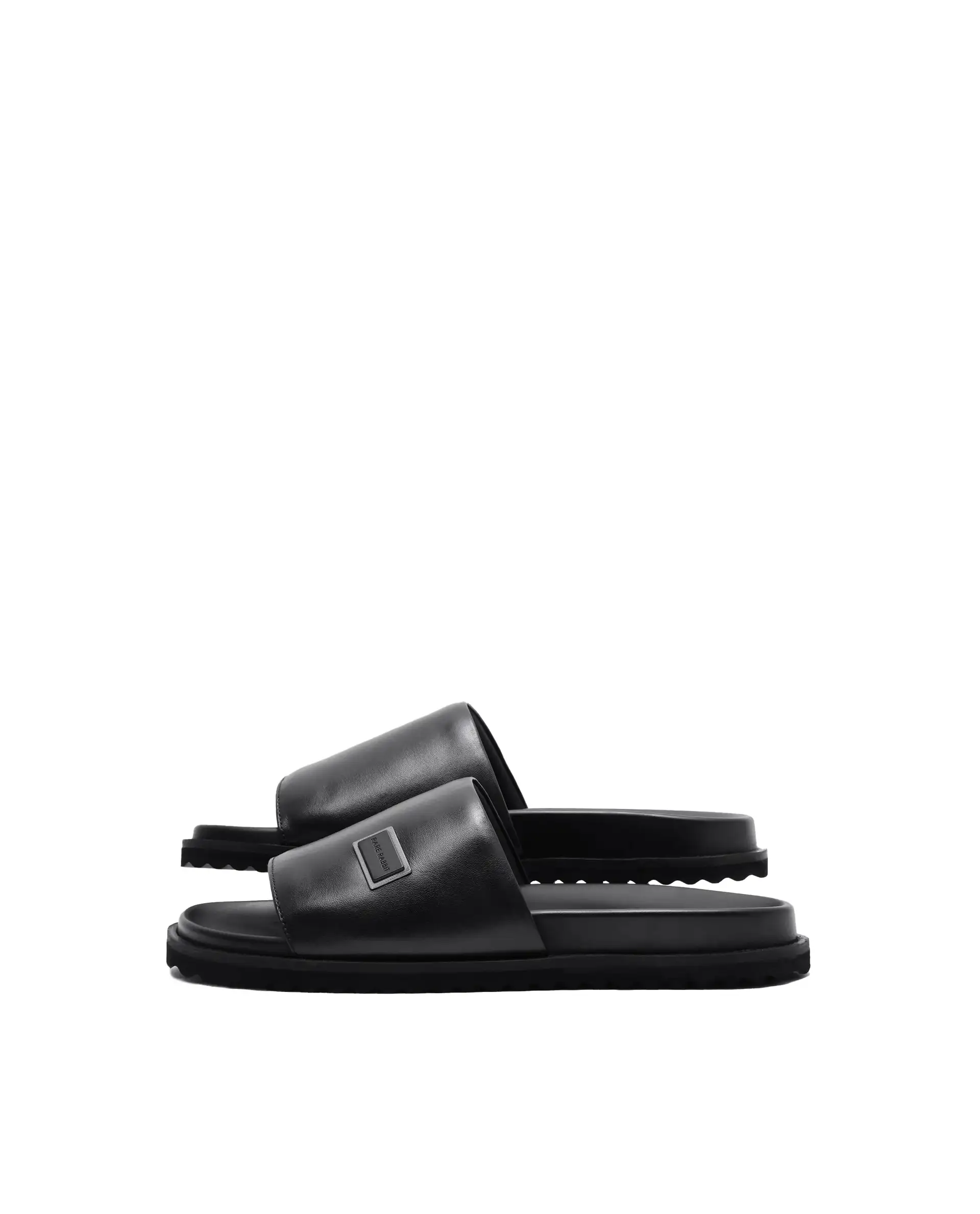 Rare Rabbit Men Camden Black Leather Slip-On Closure Sandal - Image 5