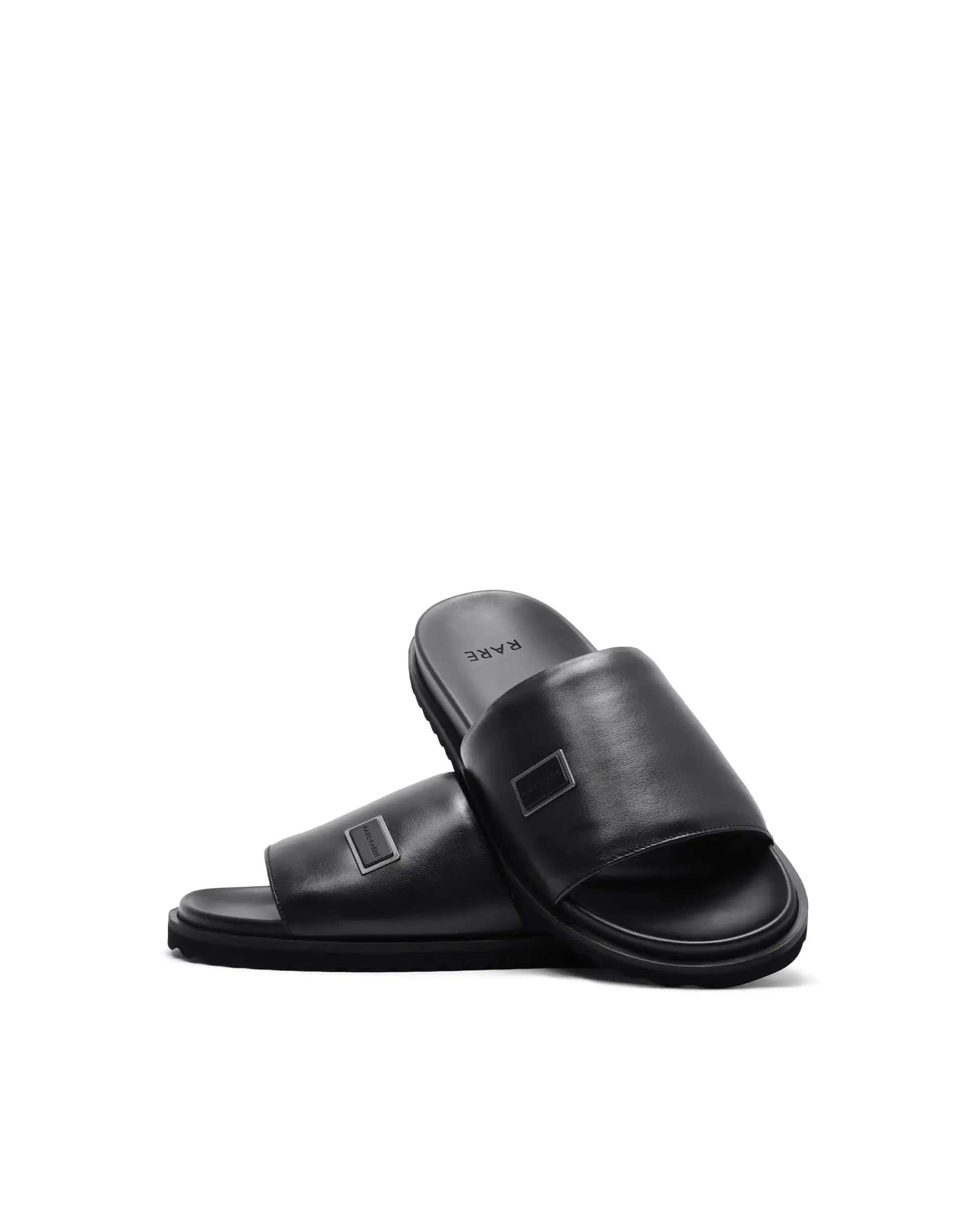 Rare Rabbit Men Camden Black Leather Slip-On Closure Sandal - Image 6