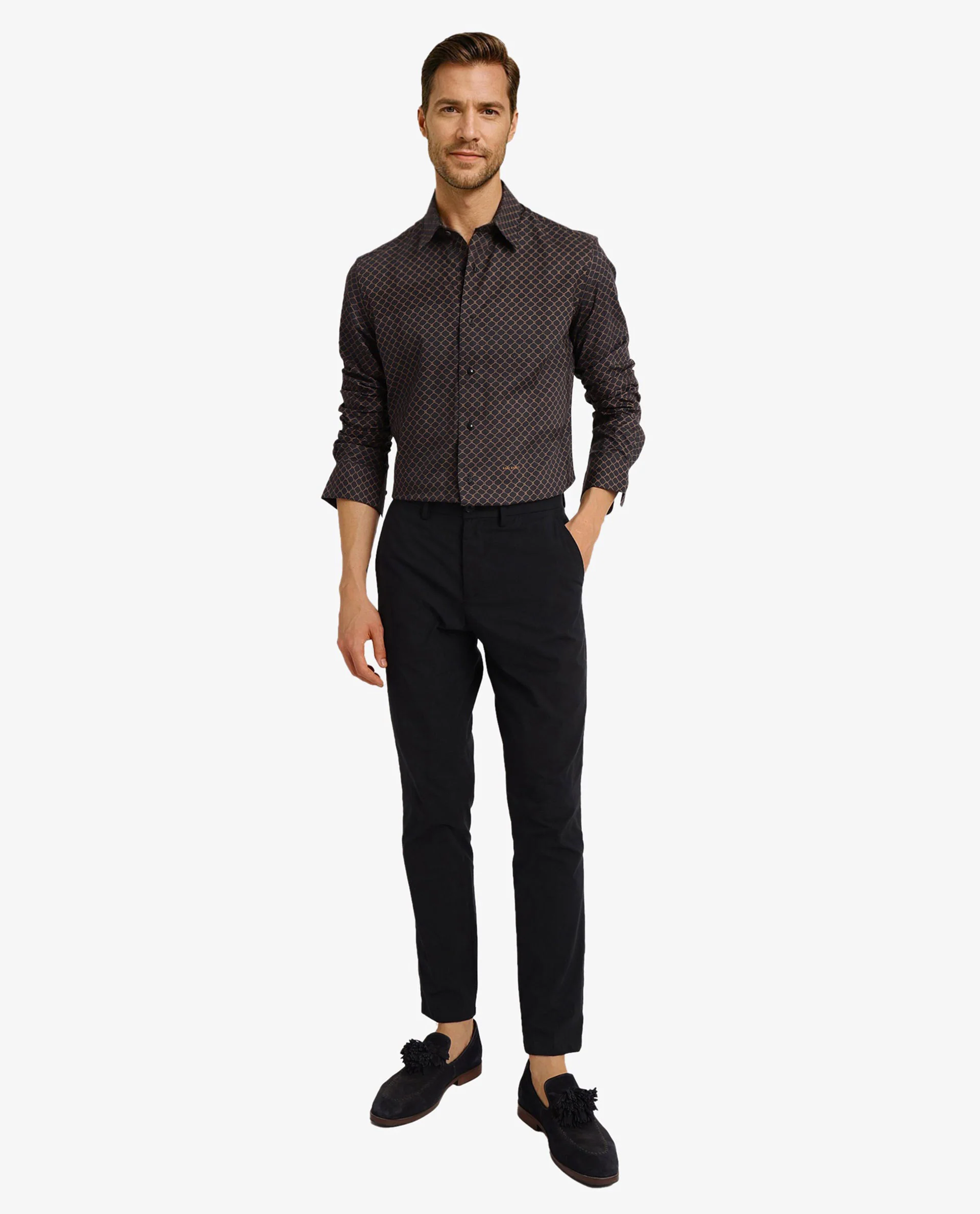 Rare Rabbit Men's Camden Black Cotton Geometric Print Regular Fit Full Sleeve Collared Shirt - Image 4