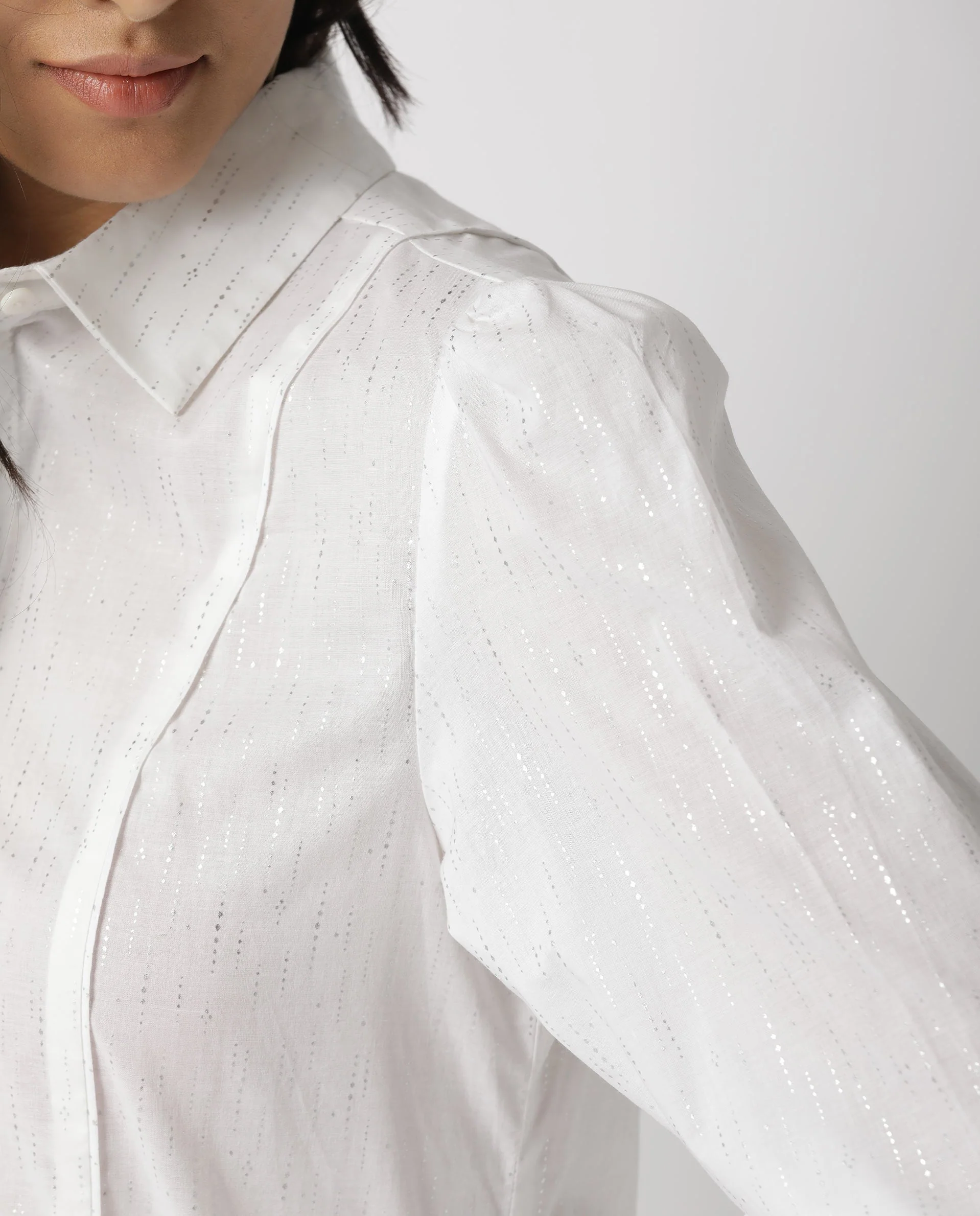 Rareism Women's Camelo White Cotton Spread Collar Plain Regular Fit Top - Image 4