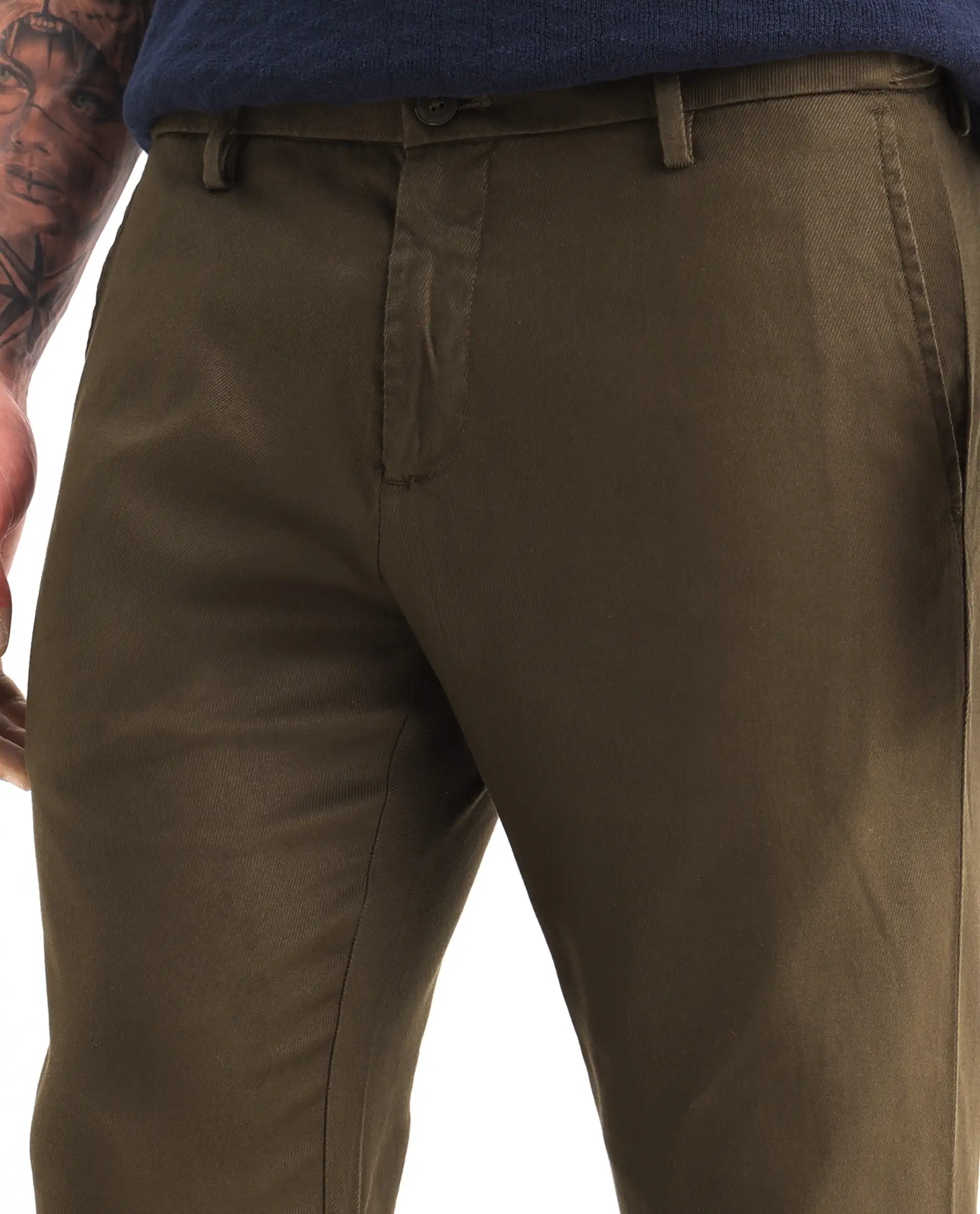 Rare Rabbit Men's Cameo Olive Linen Plain Regular Fit Trouser - Image 3