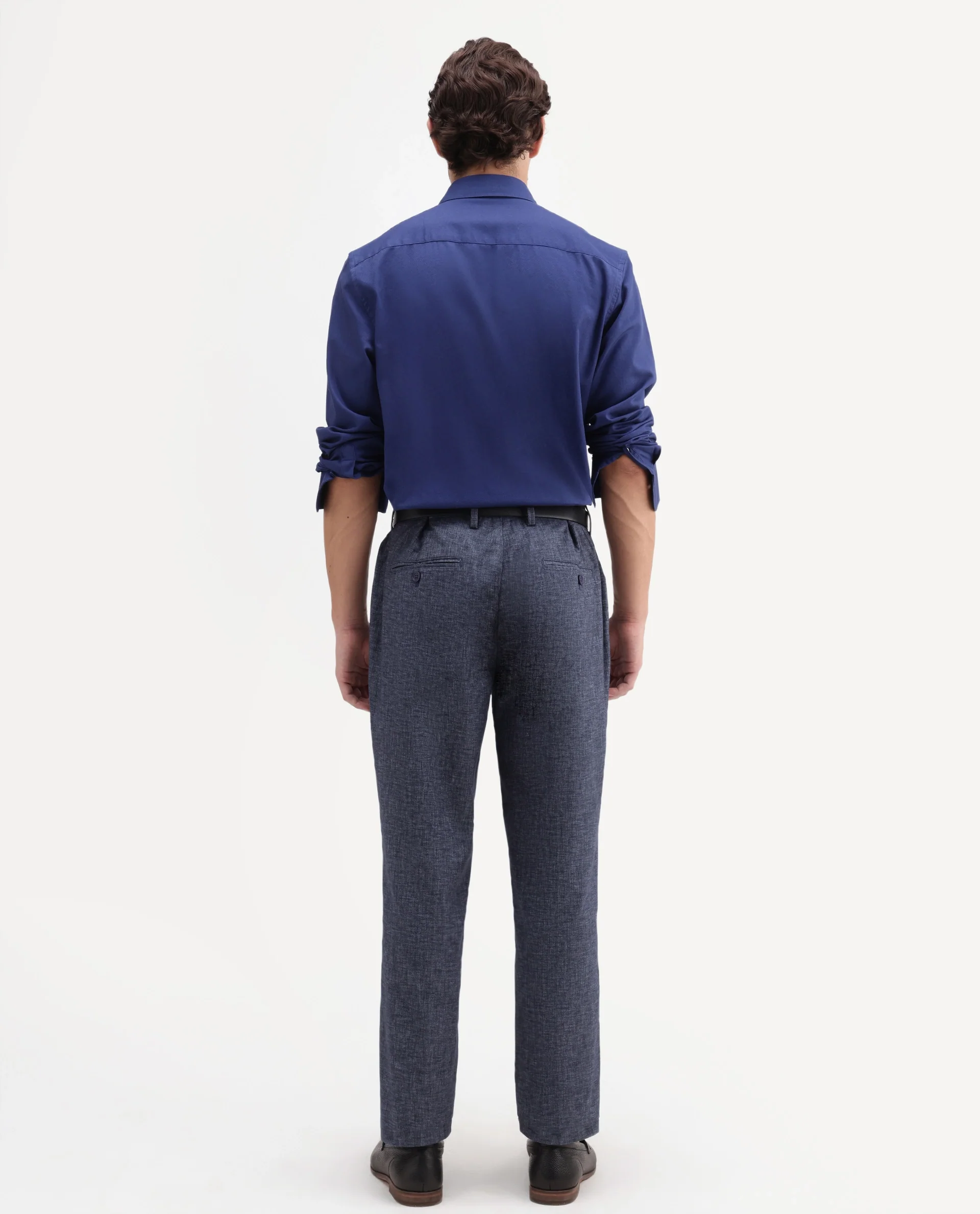 Rare Rabbit Men's Cami Dark Blue Cotton Blend Fabric Regular Fit Plain Trouser - Image 7