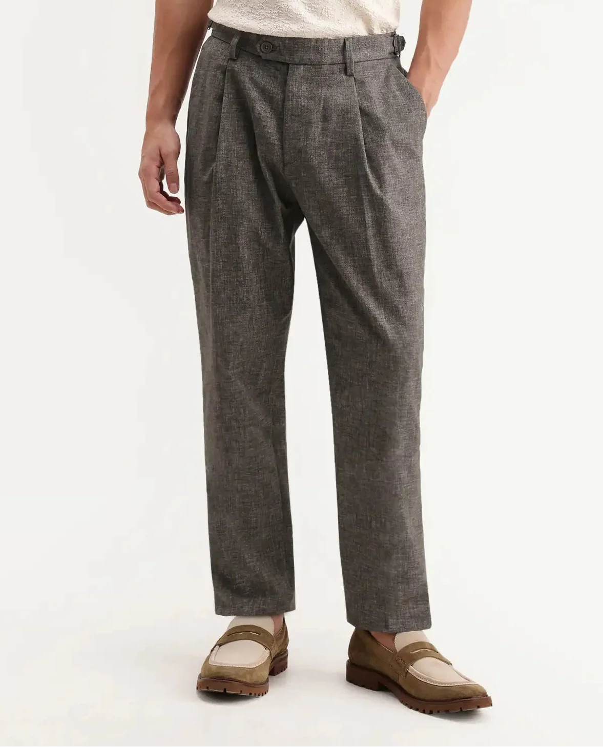 Rare Rabbit Men's Cami Dark Grey Cotton Blend Fabric Regular Fit Plain Trouser - Image 6