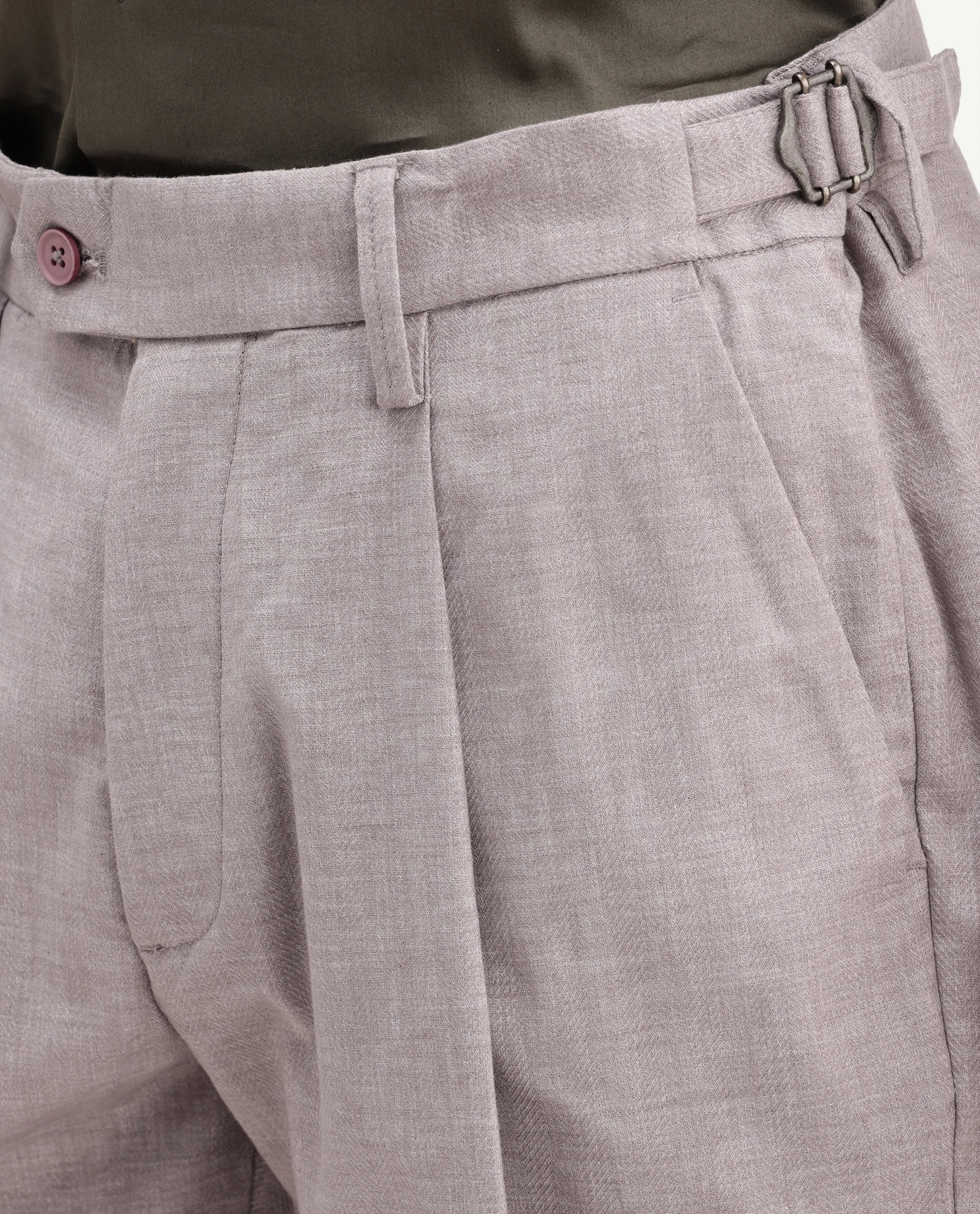 Rare Rabbit Men's Cami Light Grey Cotton Blend Fabric Regular Fit Plain Trouser - Image 3