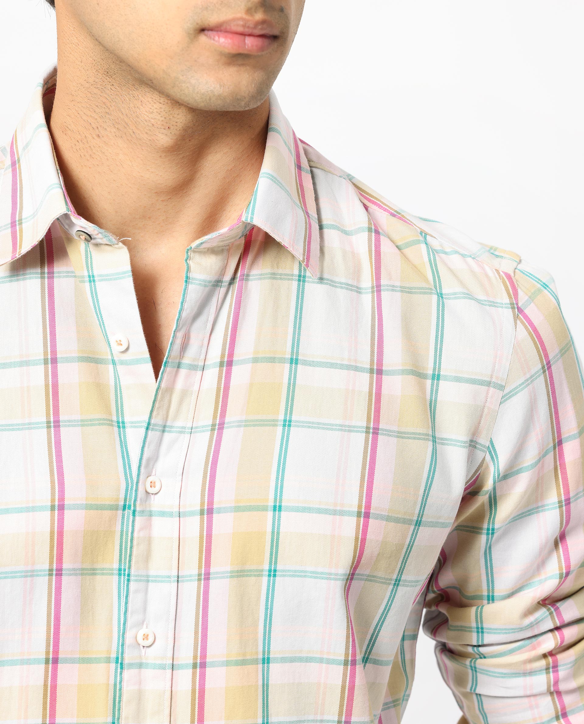 Rare Rabbit Men's Campo Pink Cotton Checked Print Regular Fit Full Sleeve Collared Shirt - Image 4