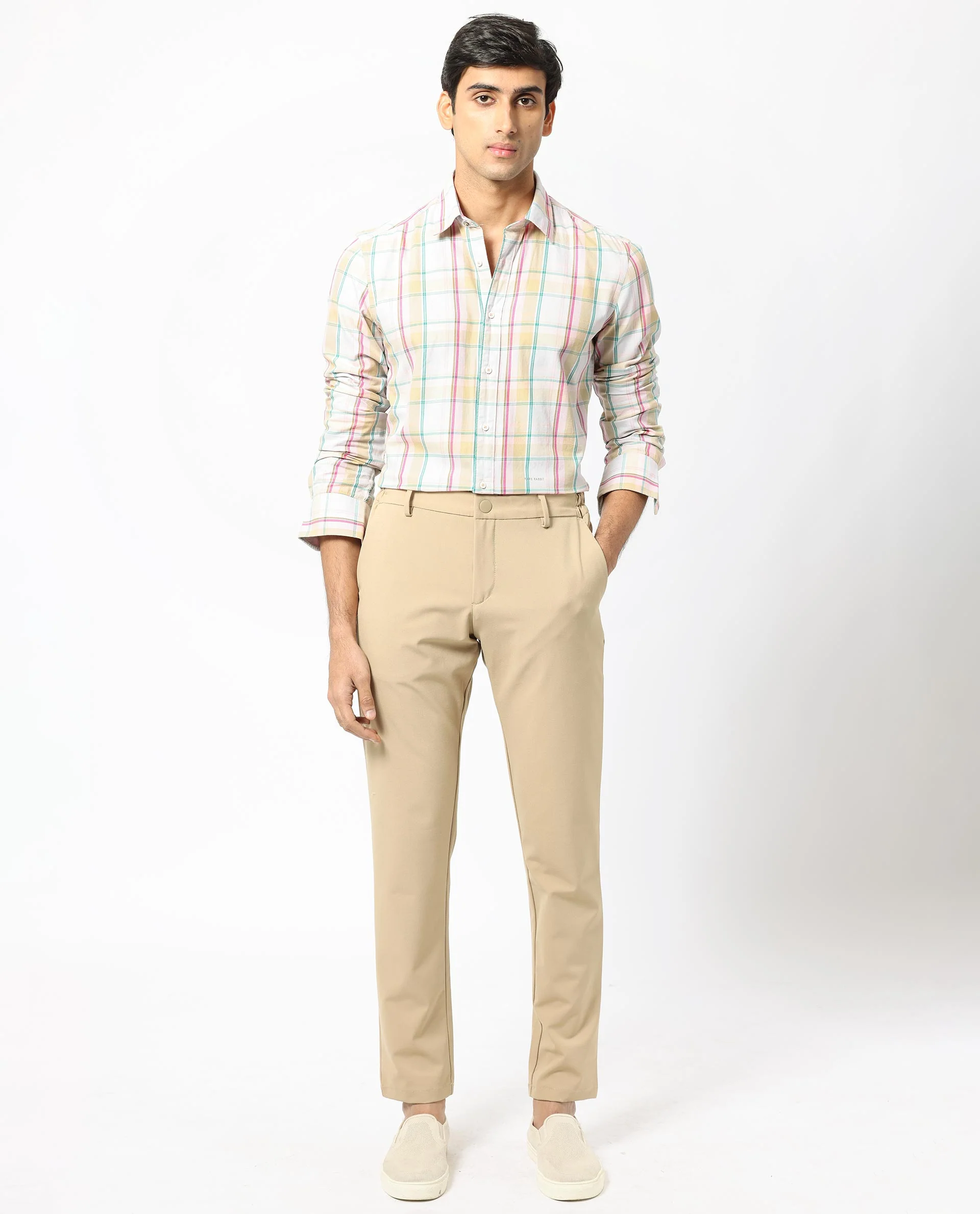 Rare Rabbit Men's Campo Pink Cotton Checked Print Regular Fit Full Sleeve Collared Shirt - Image 7